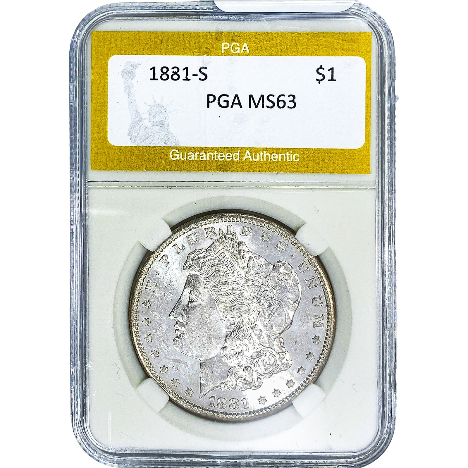 1881-S Morgan Silver Dollar PGA MS63: 1881-S Morgan Silver Dollar PGA MS63