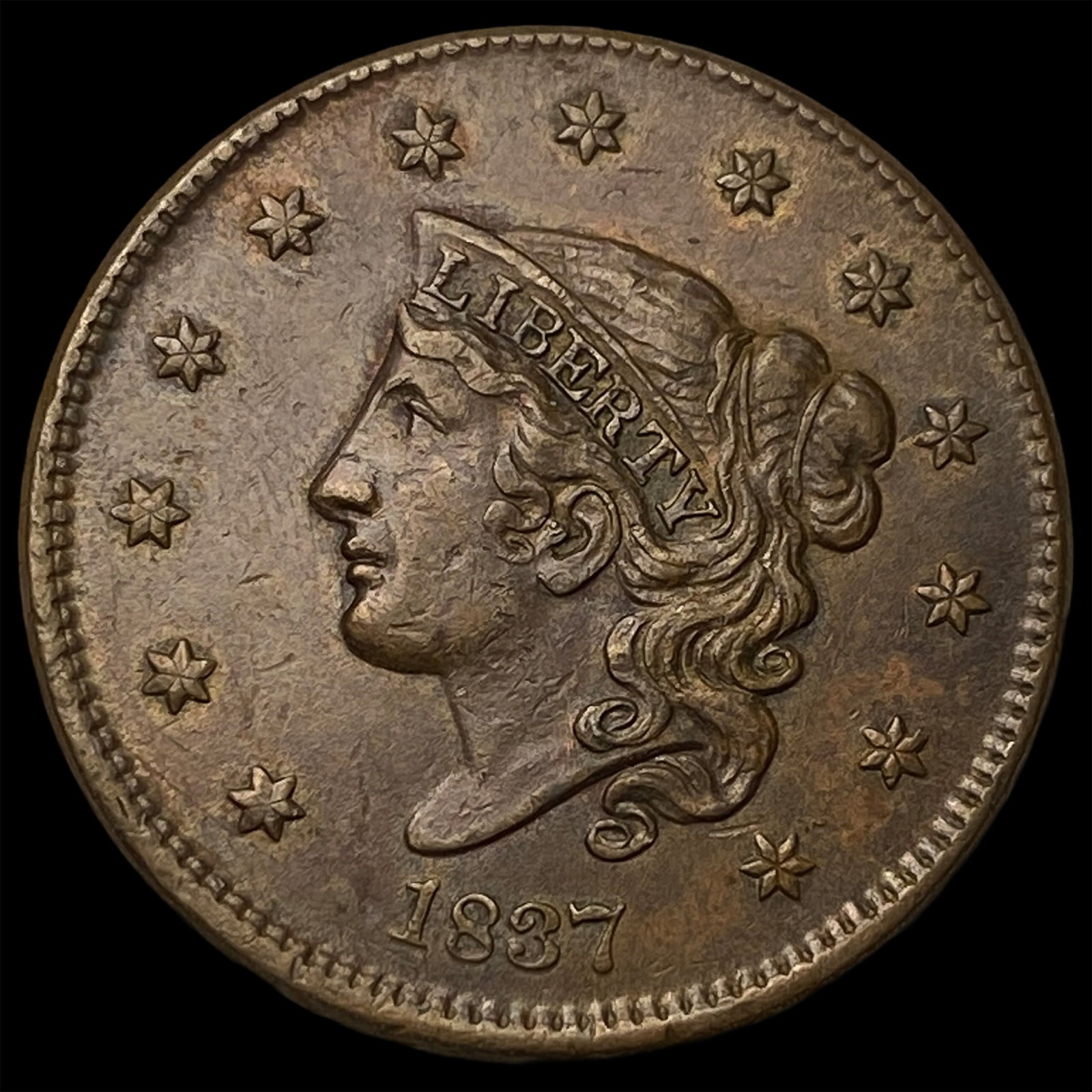 1837 Coronet Head Large Cent CHOICE AU (1 of 2)