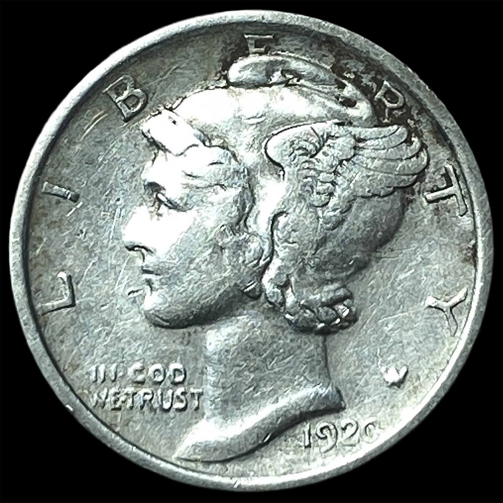 1920-S Silver Mercury Dime CLOSELY UNCIRCULATED: 1920-S Silver Mercury Dime CLOSELY UNCIRCULATED