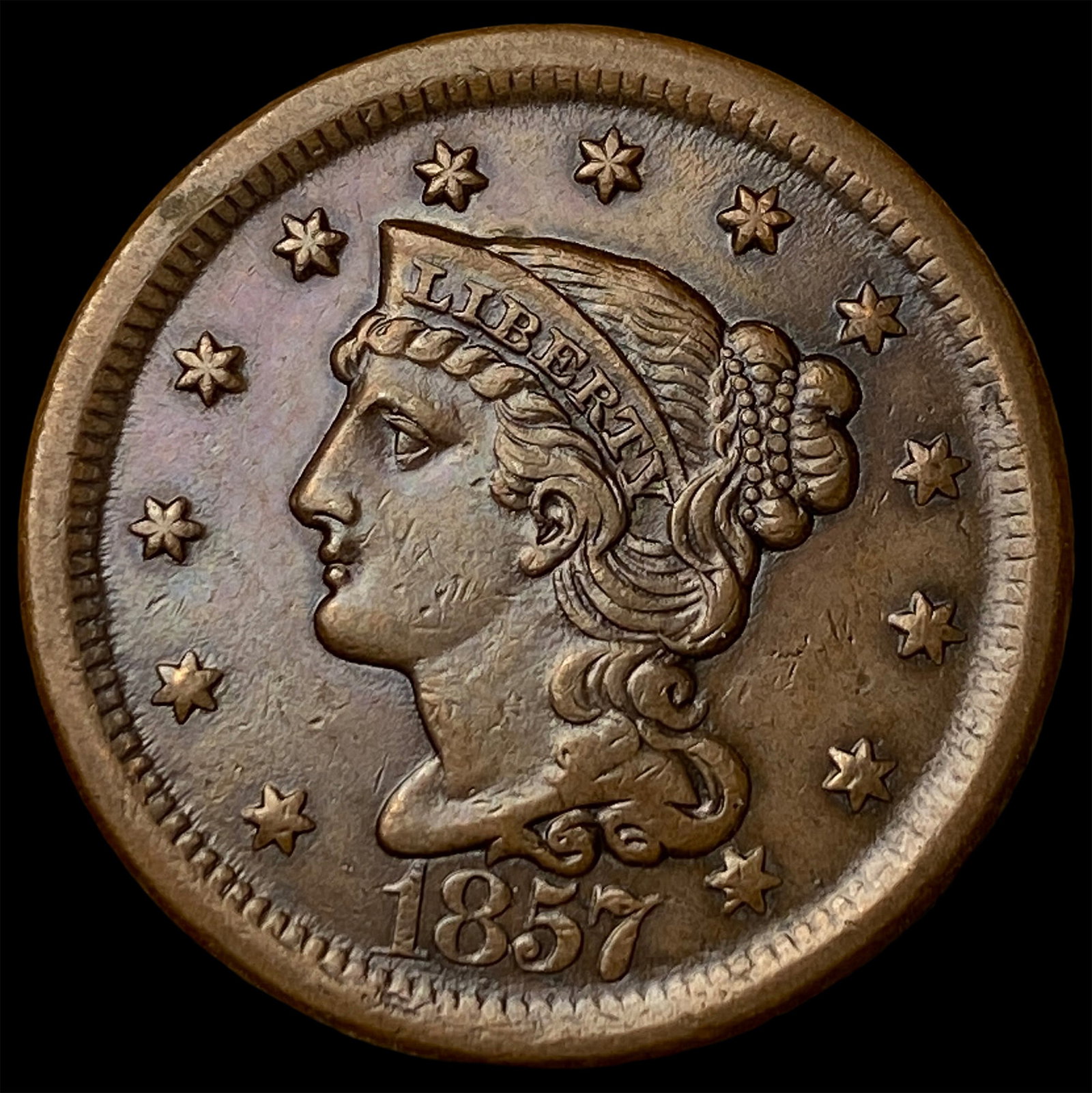 1857 Braided Hair Large Cent UNCIRCULATED: 1857 Braided Hair Large Cent UNCIRCULATED