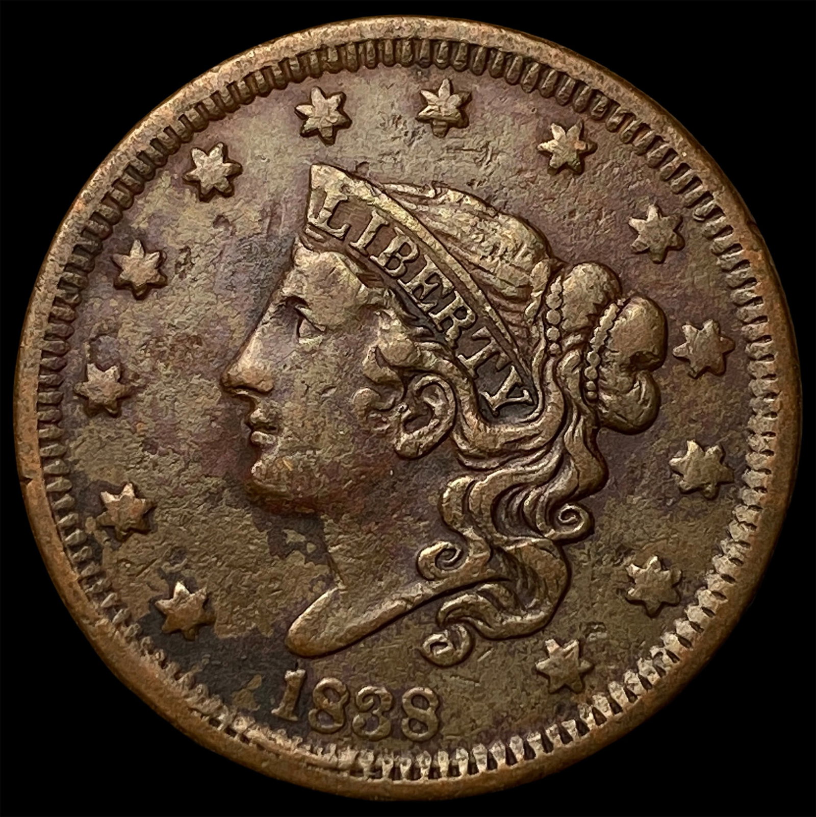 1838 Coronet Head Large Cent CLOSELY UNCIRCULATED (1 of 2)