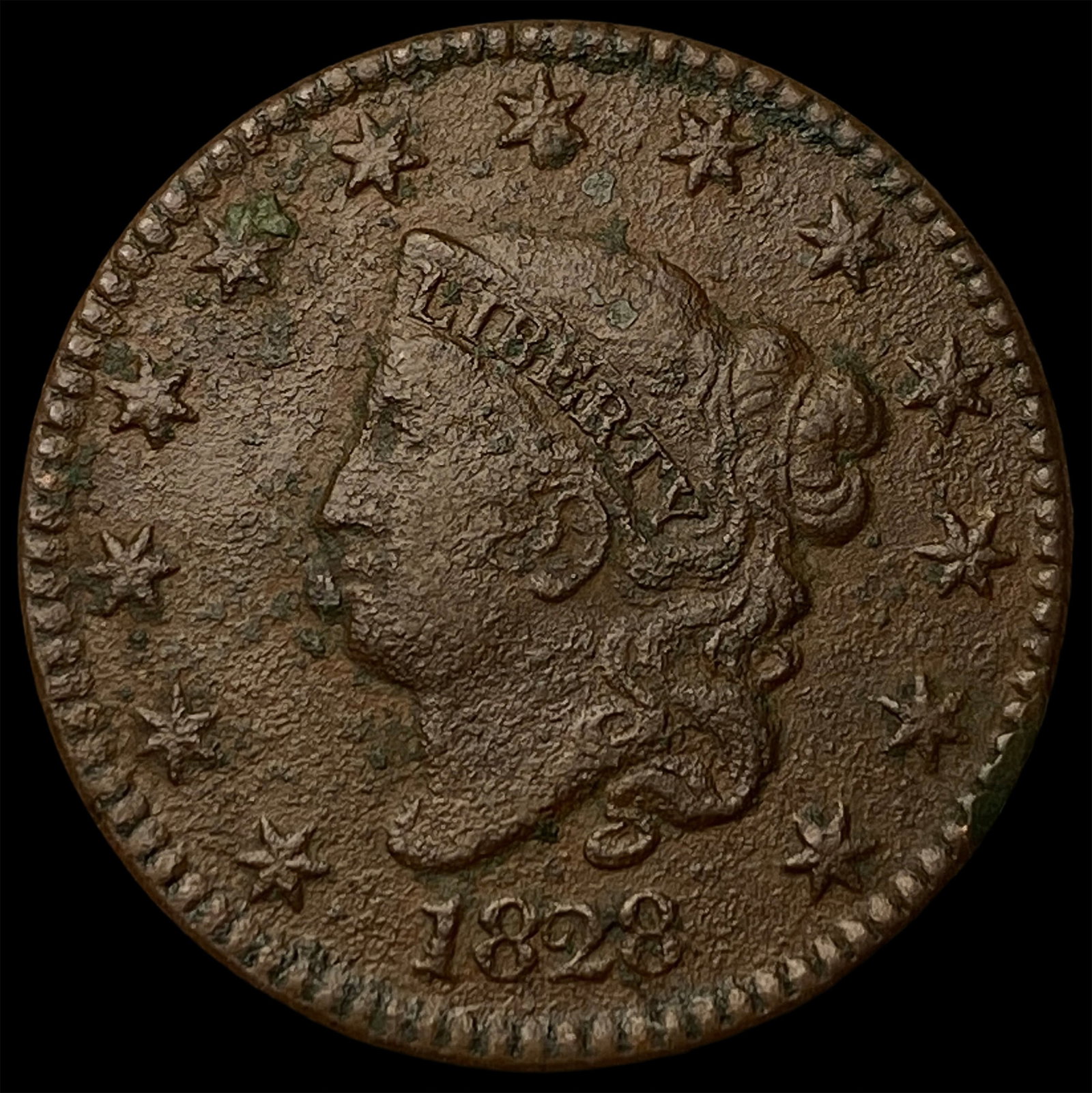 1828 Coronet Head Large Cent NEARLY UNCIRCULATED (1 of 2)