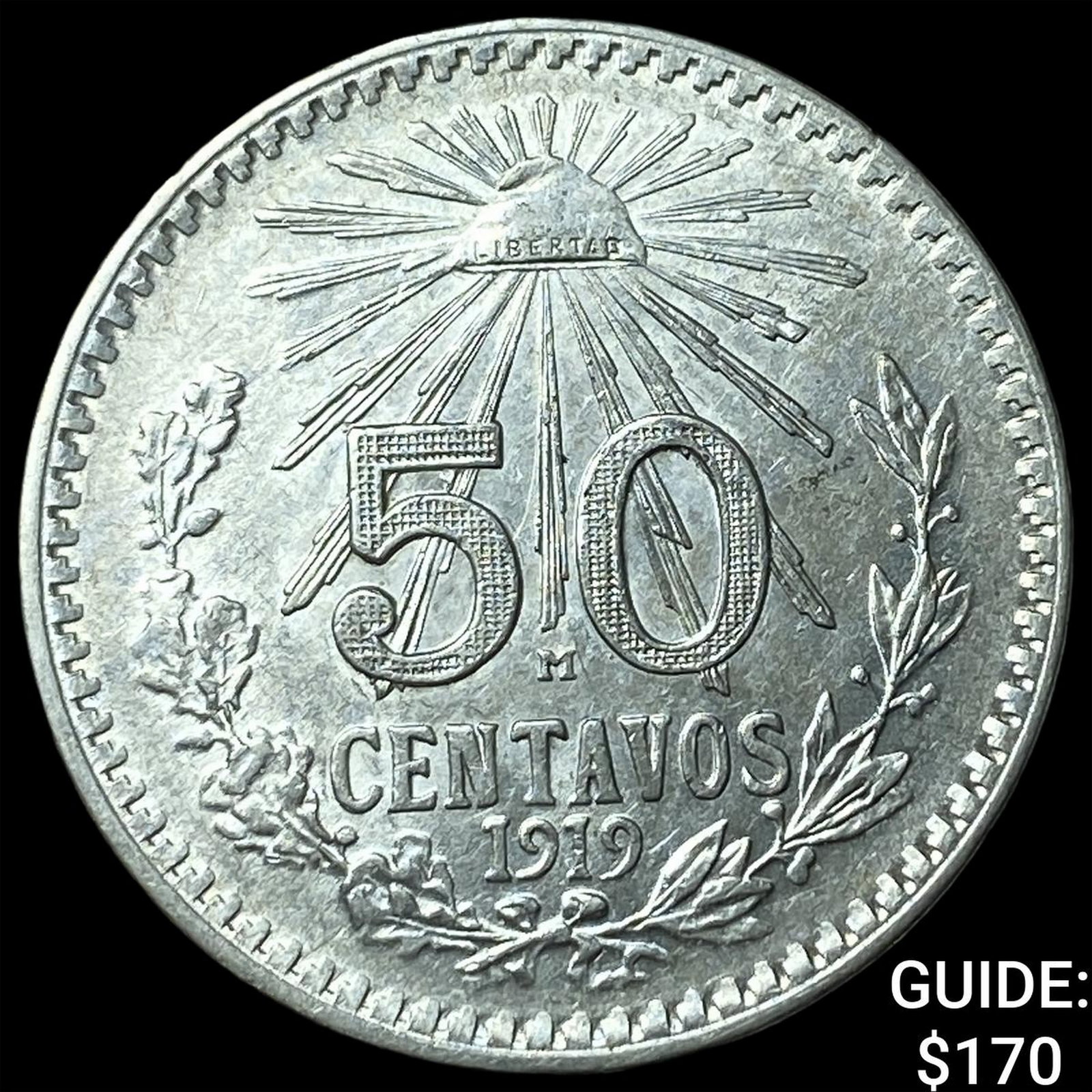 1919 Mexico Silver 50 Centavos: 1919 Mexico Silver 50 Centavos