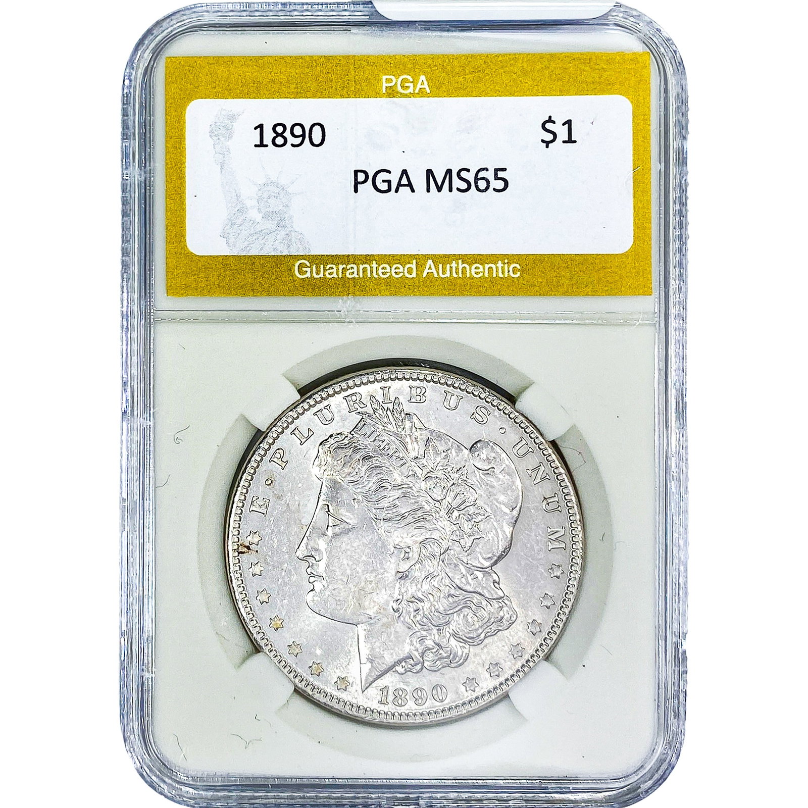 1890 Morgan Silver Dollar PGA MS65: 1890 Morgan Silver Dollar PGA MS65