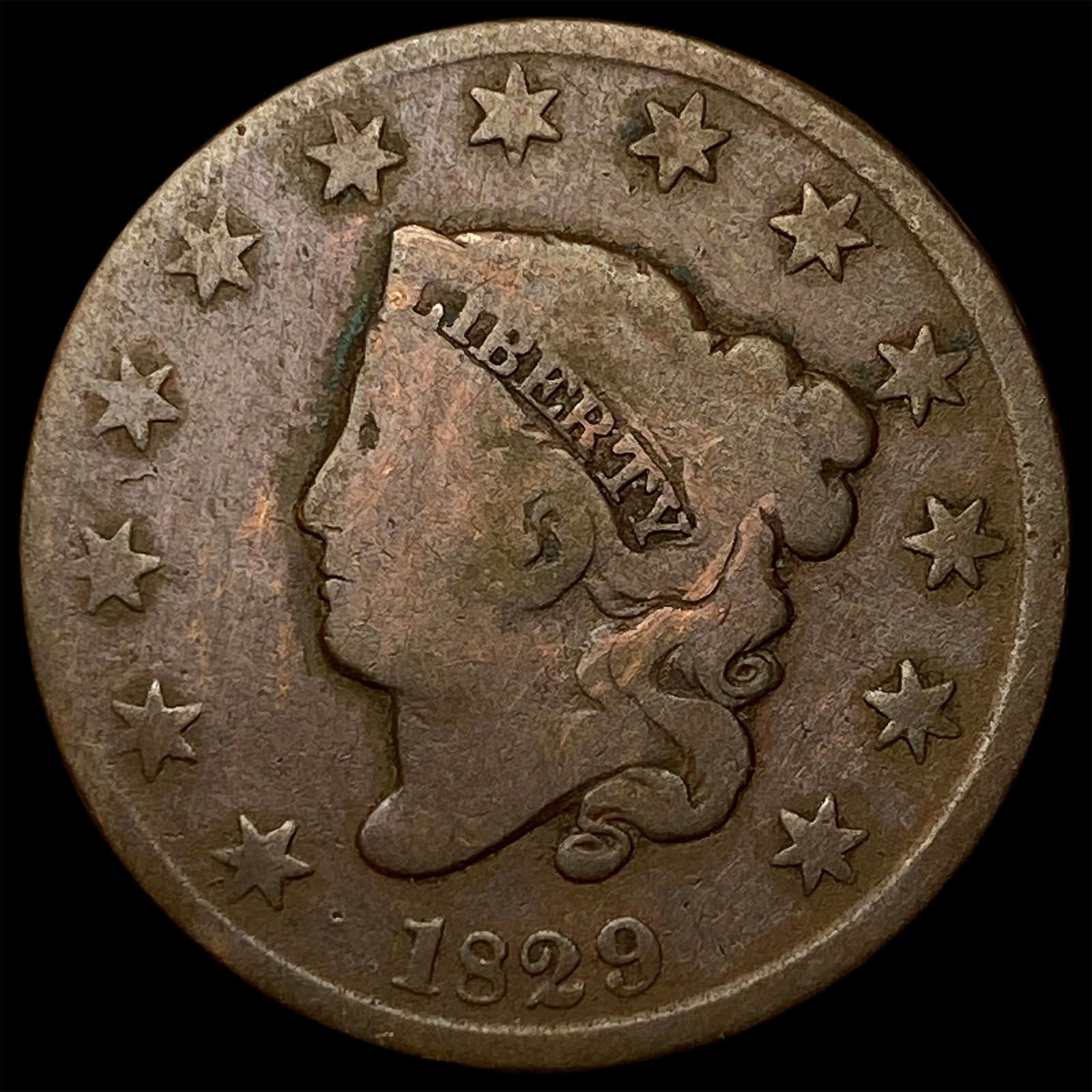 1829 Coronet Head Large Cent NICELY CIRCULATED: 1829 Coronet Head Large Cent NICELY CIRCULATED