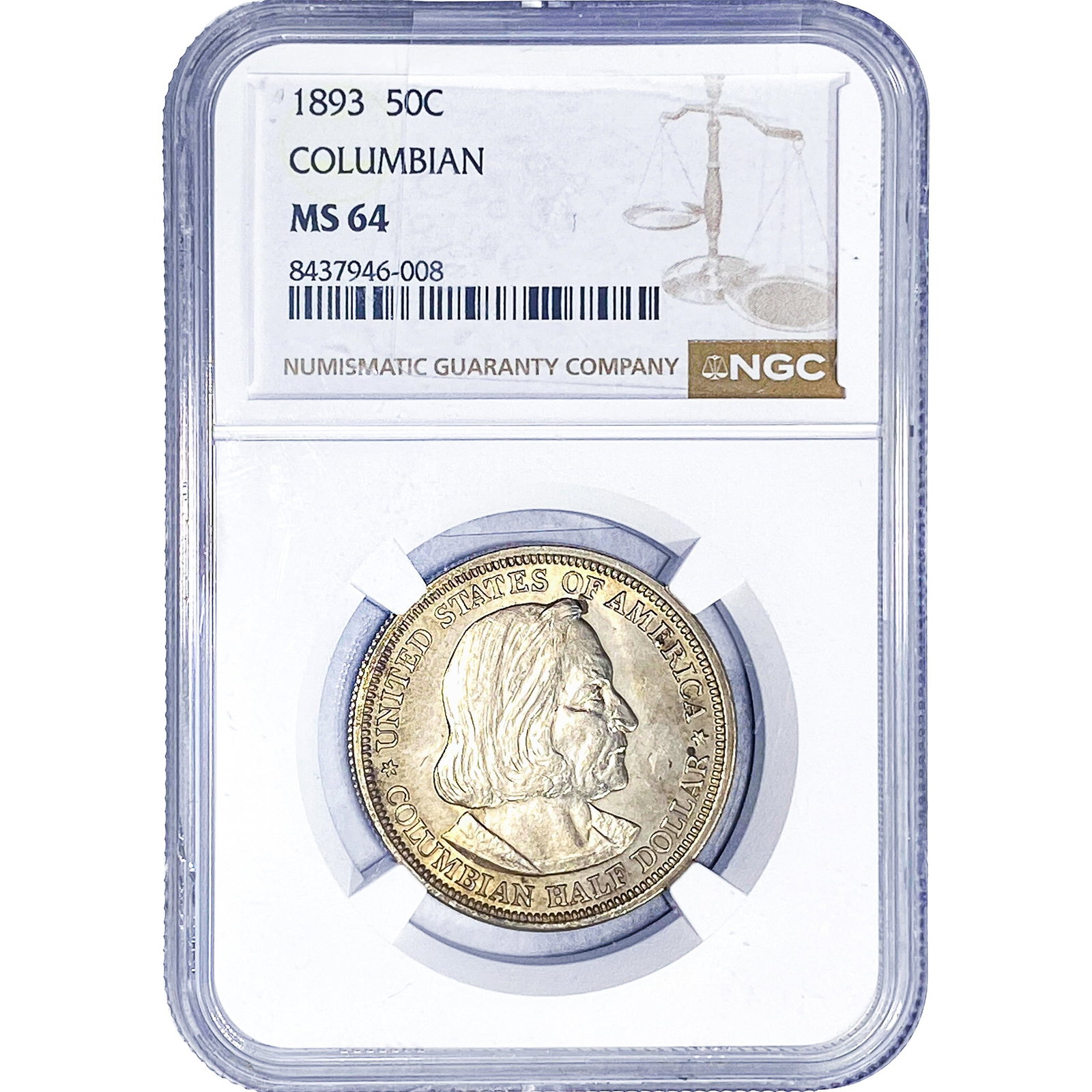 1893 Columbia Half Dollar NGC MS64: 1893 Columbia Half Dollar NGC MS64