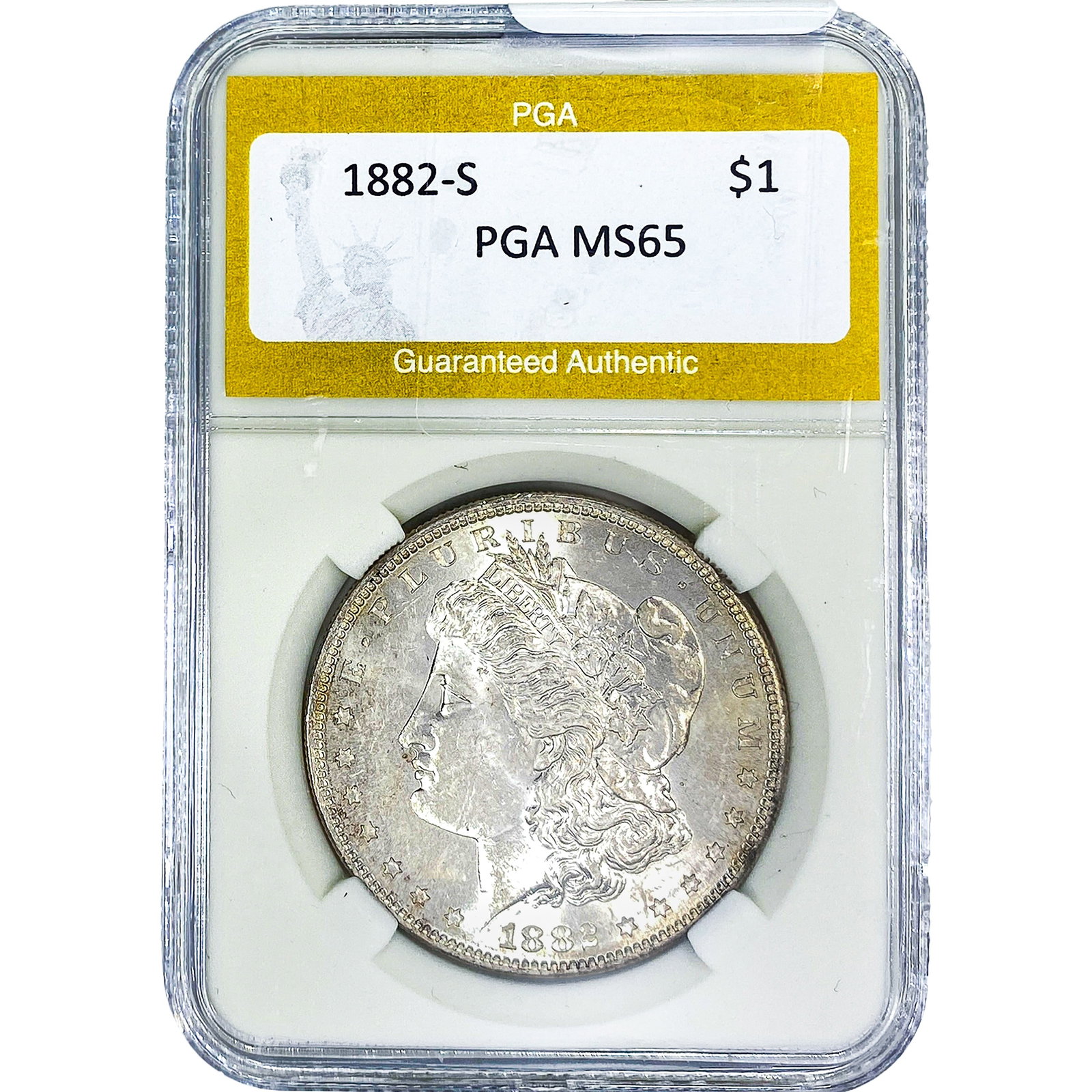 1882-S Morgan Silver Dollar PGA MS65: 1882-S Morgan Silver Dollar PGA MS65