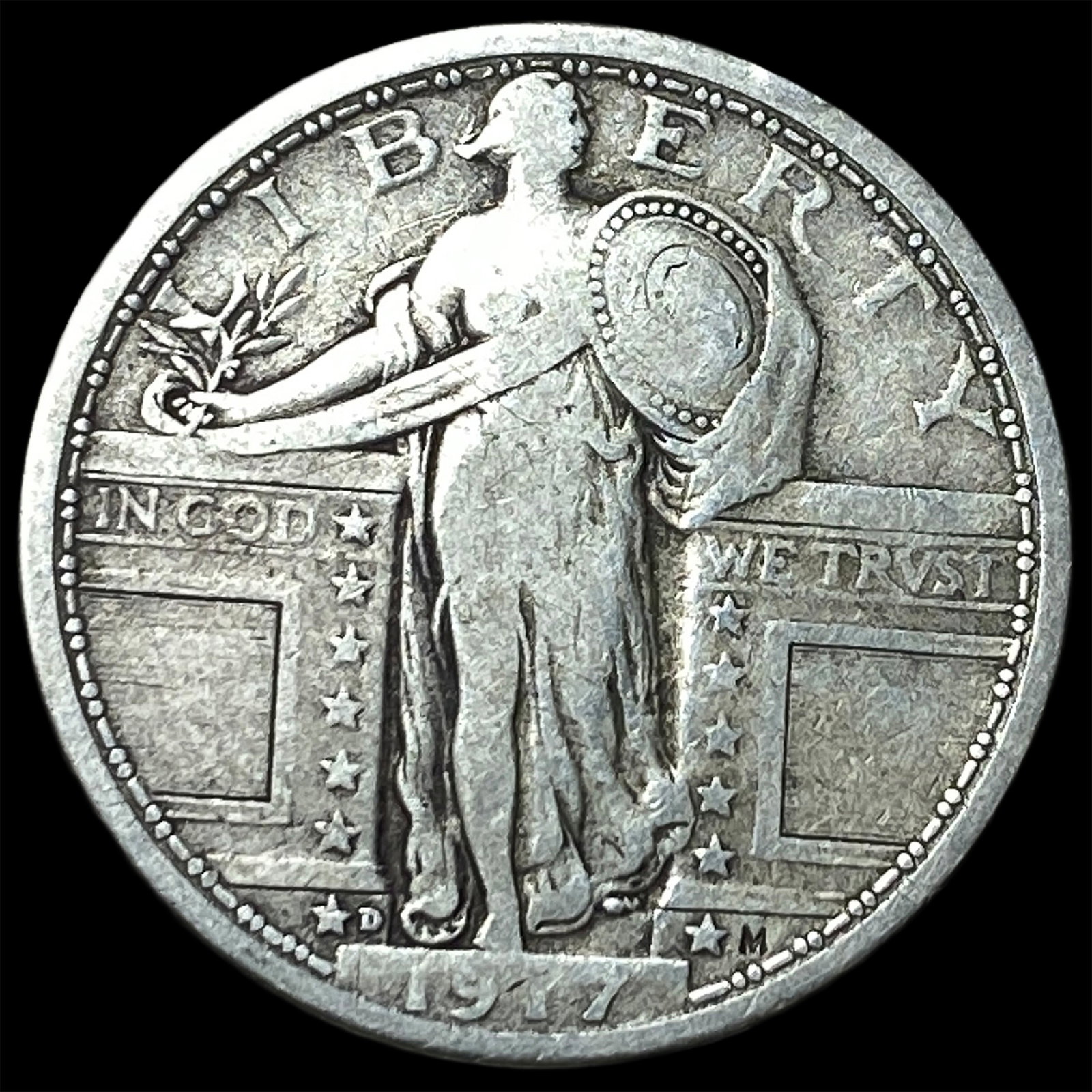 1917-D Type 1 Standing Liberty Quarter NICELY CIRCULATED: 1917-D Type 1 Standing Liberty Quarter NICELY CIRCULATED