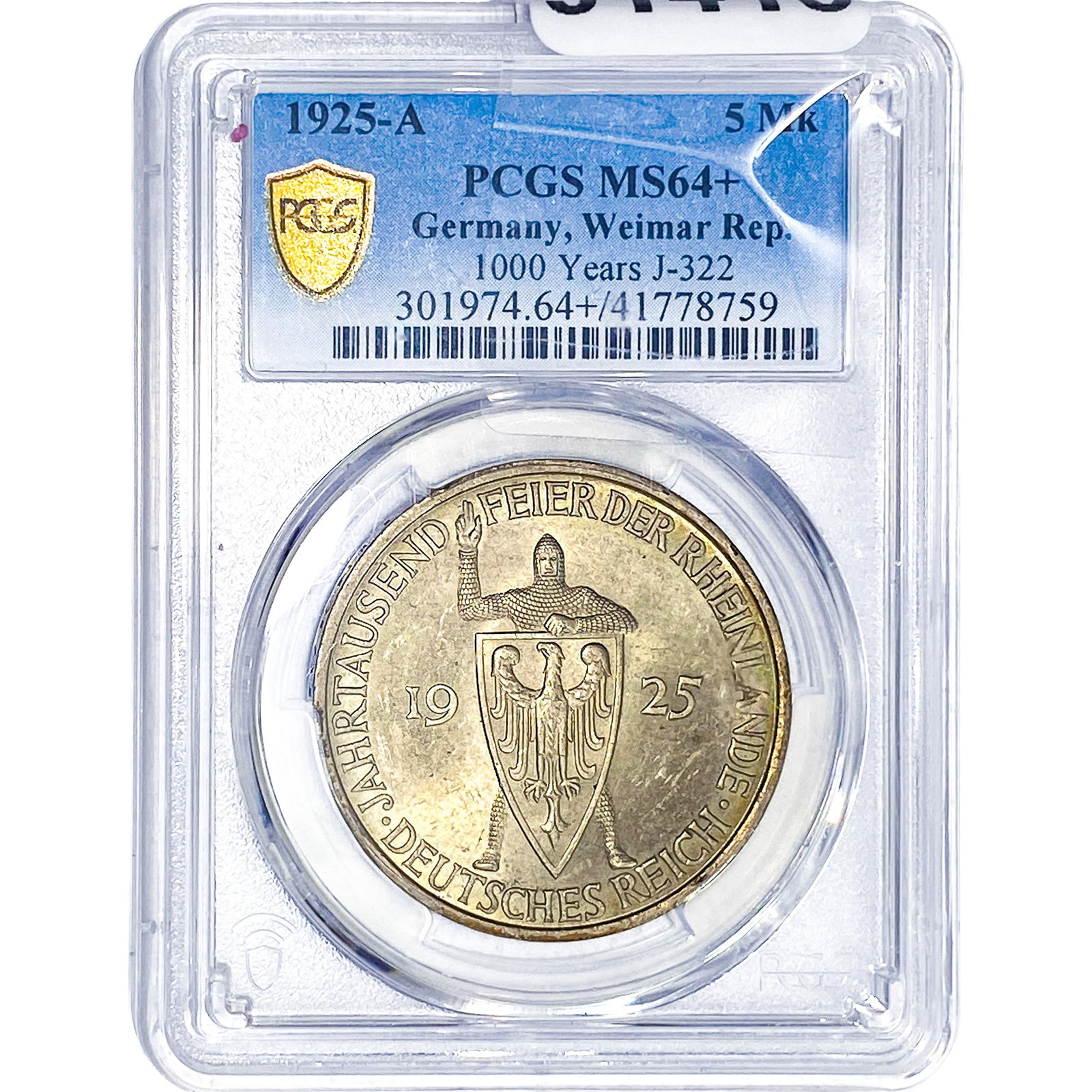 1925-A Germany, Weimar Rep 5Mk PCGS MS64+ (1 of 2)