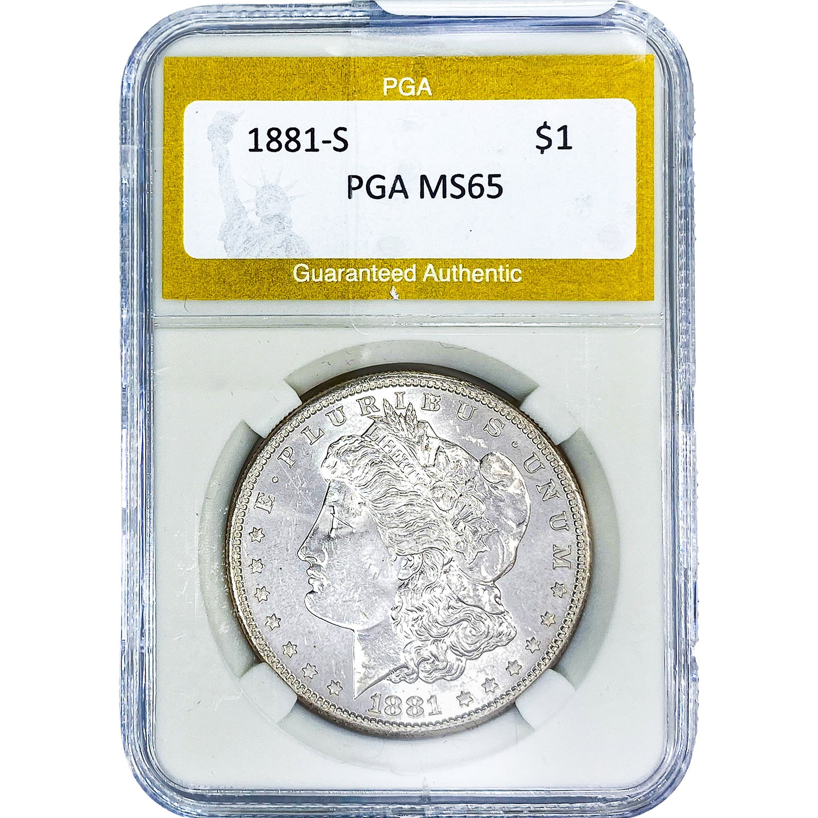 1881-S Morgan Silver Dollar PGA MS65: 1881-S Morgan Silver Dollar PGA MS65