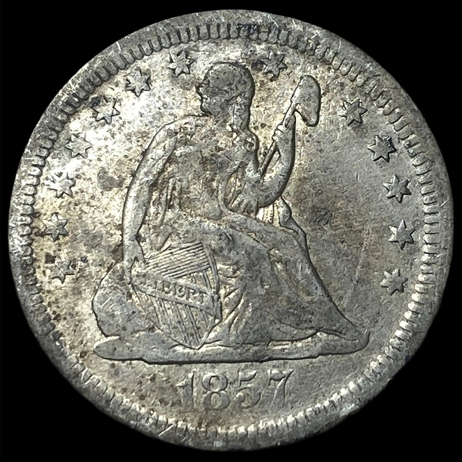 1857 Seated Liberty Quarter LIGHTLY CIRCULATED: 1857 Seated Liberty Quarter LIGHTLY CIRCULATED