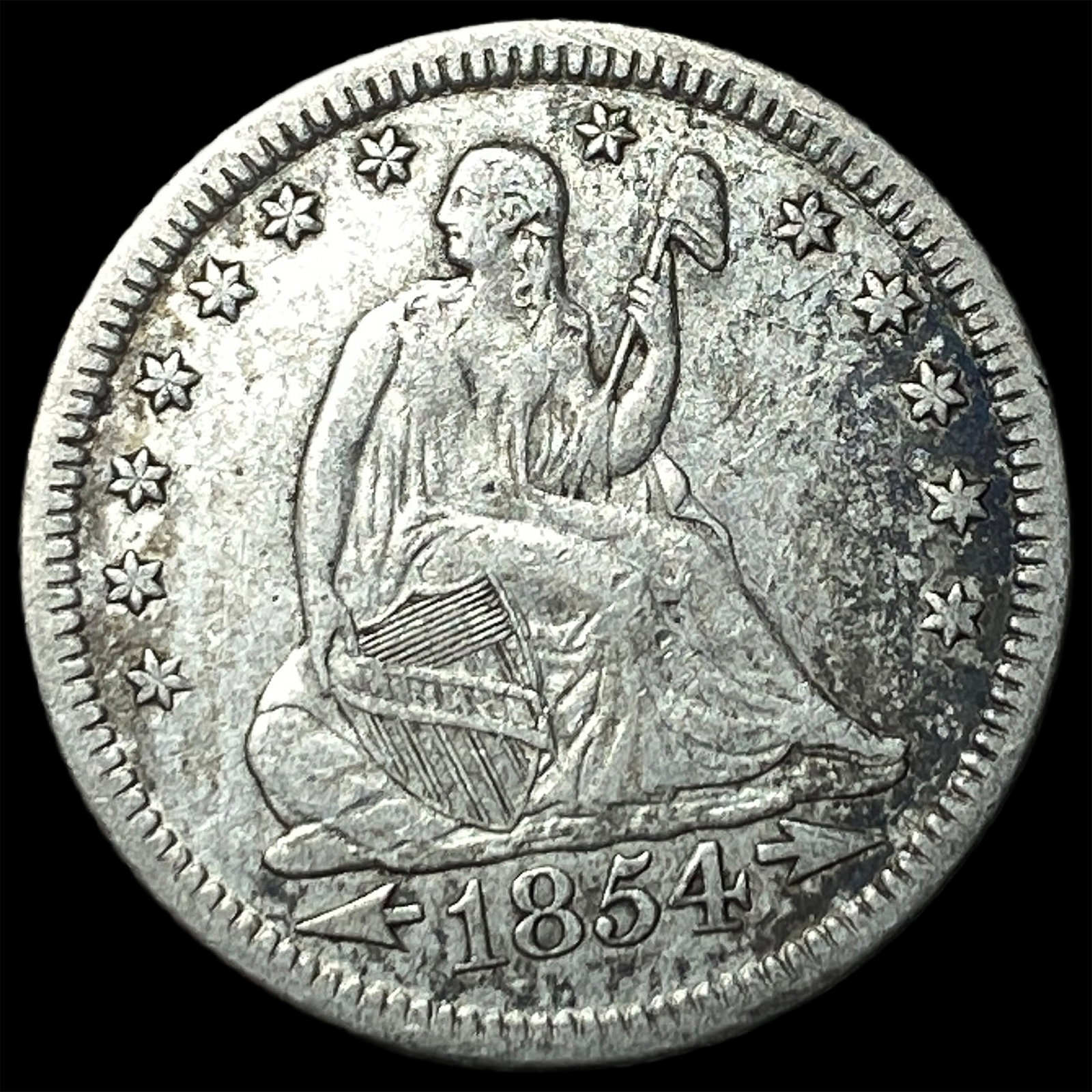 1854-O Silver Seated Liberty Quarter NEARLY UNCIRCULATED: 1854-O Silver Seated Liberty Quarter NEARLY UNCIRCULATED