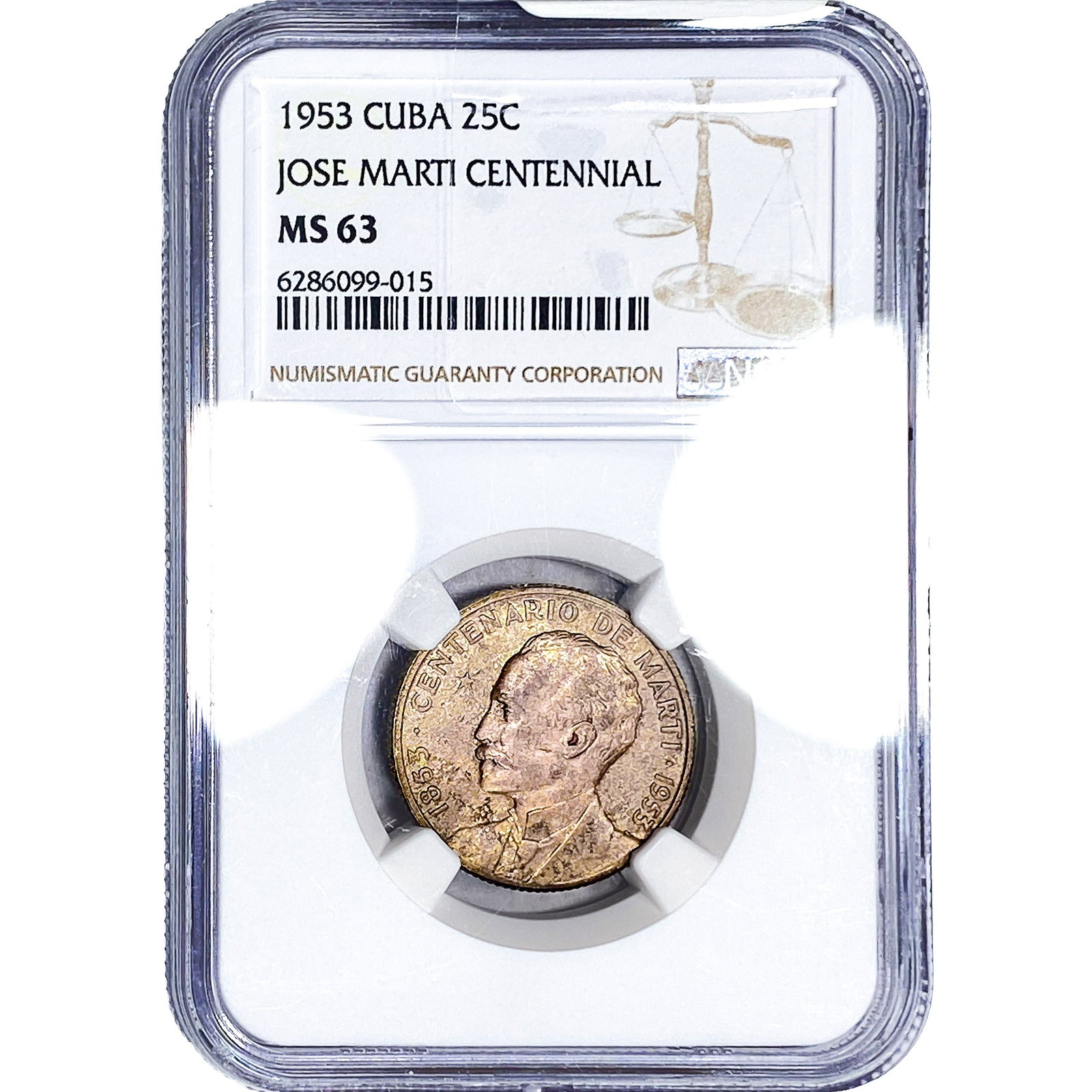 1953 Cuba 25C Jose Marti Centennial NGC MS63 (1 of 2)