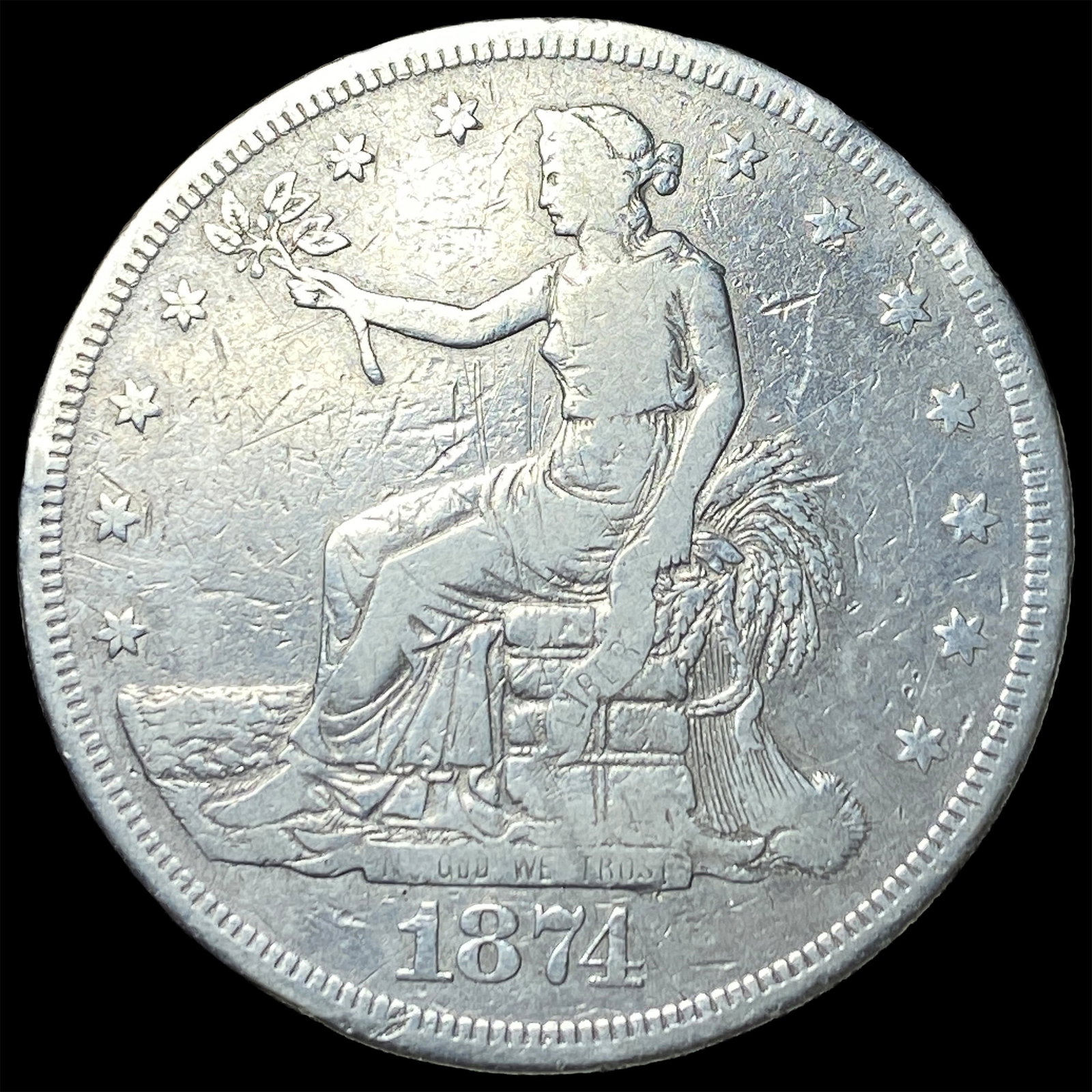 1874-CC Silver Trade Dollar LIGHTLY CIRCULATED (1 of 2)