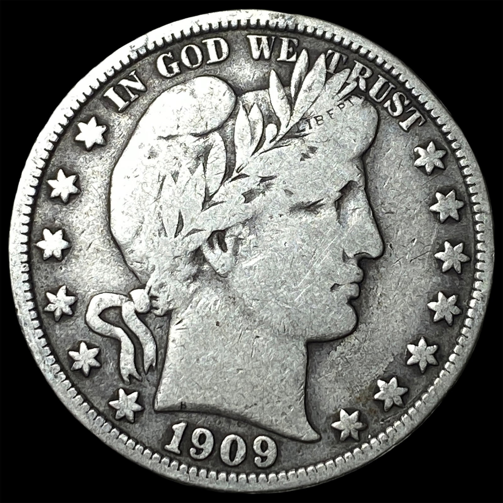 1909 Silver Barber Half Dollar LIGHTLY CIRCULATED (1 of 2)