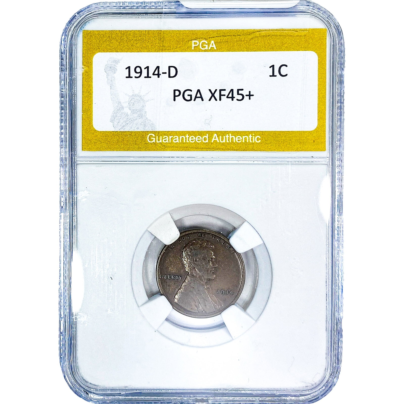 1914-D Wheat Cent PGA XF45+: 1914-D Wheat Cent PGA XF45+