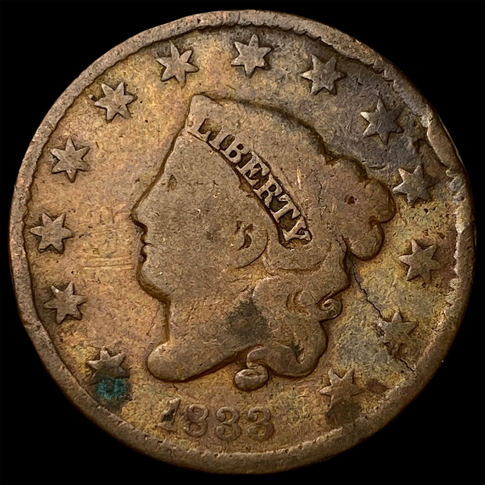 1833 Coronet Head Large Cent NICELY CIRCULATED (1 of 2)