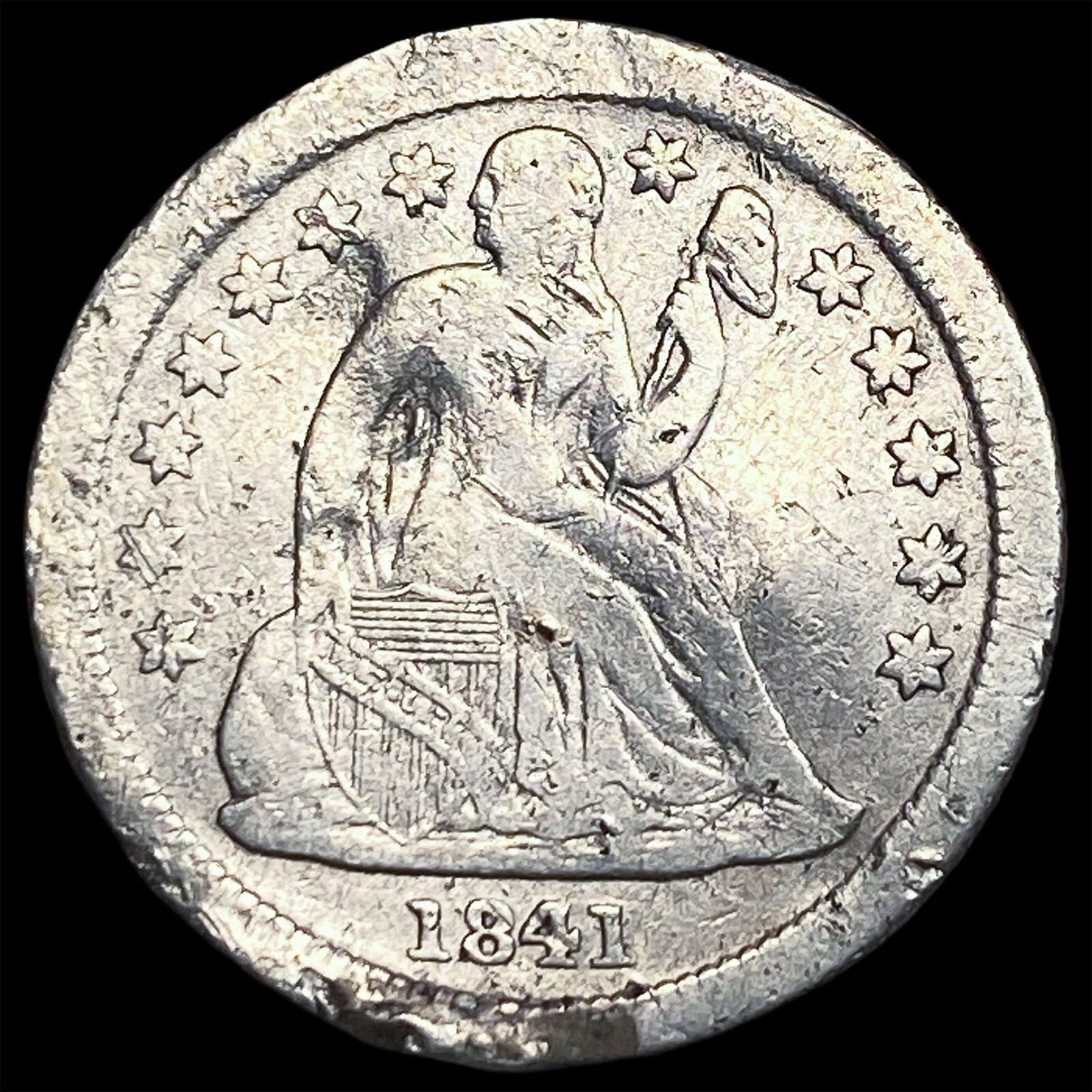 1841-O Silver Seated Liberty Dime NICELY CIRCULATED: 1841-O Silver Seated Liberty Dime NICELY CIRCULATED