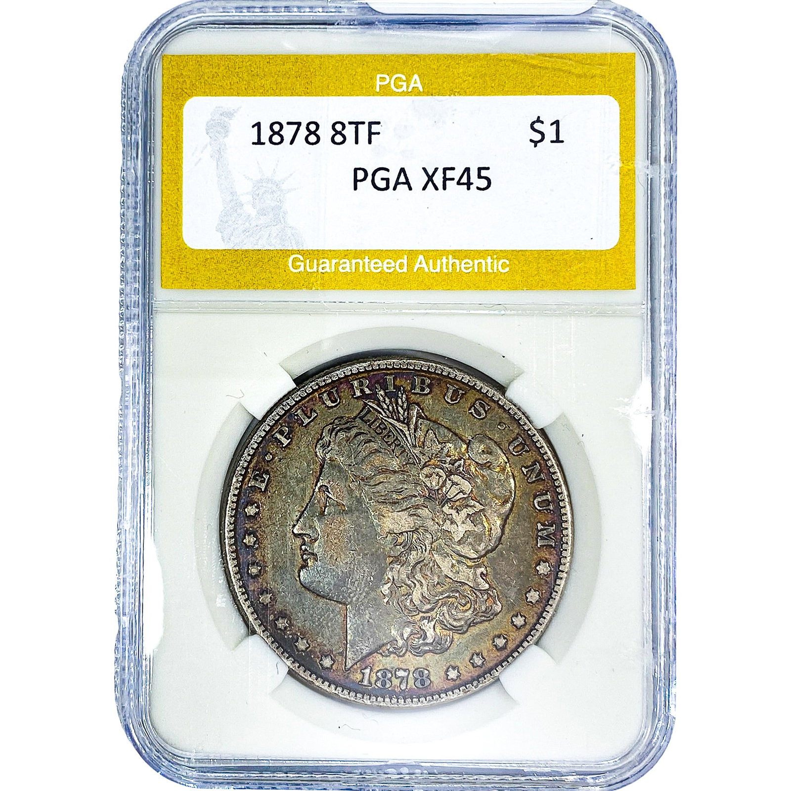1878 8TF Morgan Silver Dollar PGA XF45: 1878 8TF Morgan Silver Dollar PGA XF45