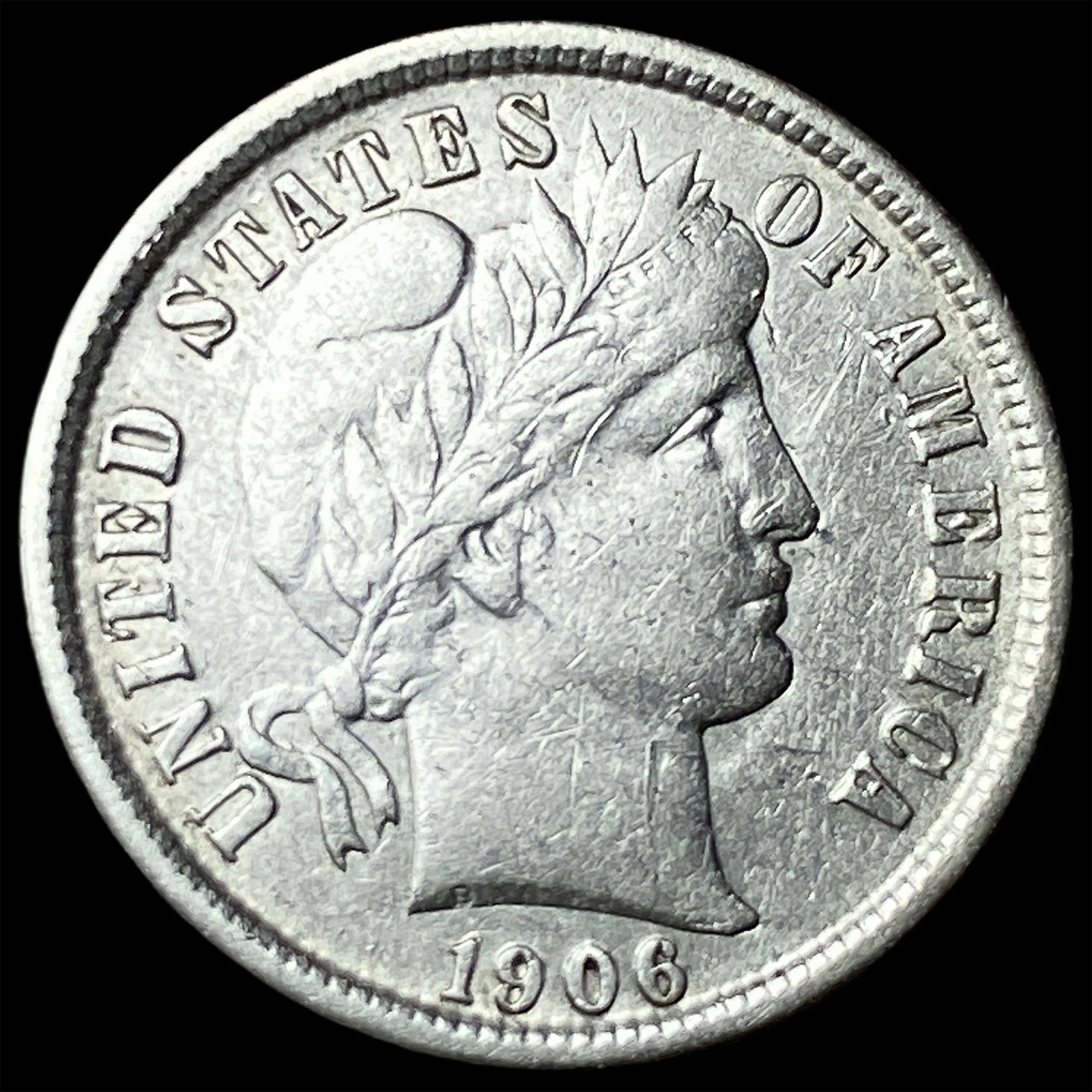 1906-O Silver Barber Dime NEARLY UNCIRCULATED: 1906-O Silver Barber Dime NEARLY UNCIRCULATED