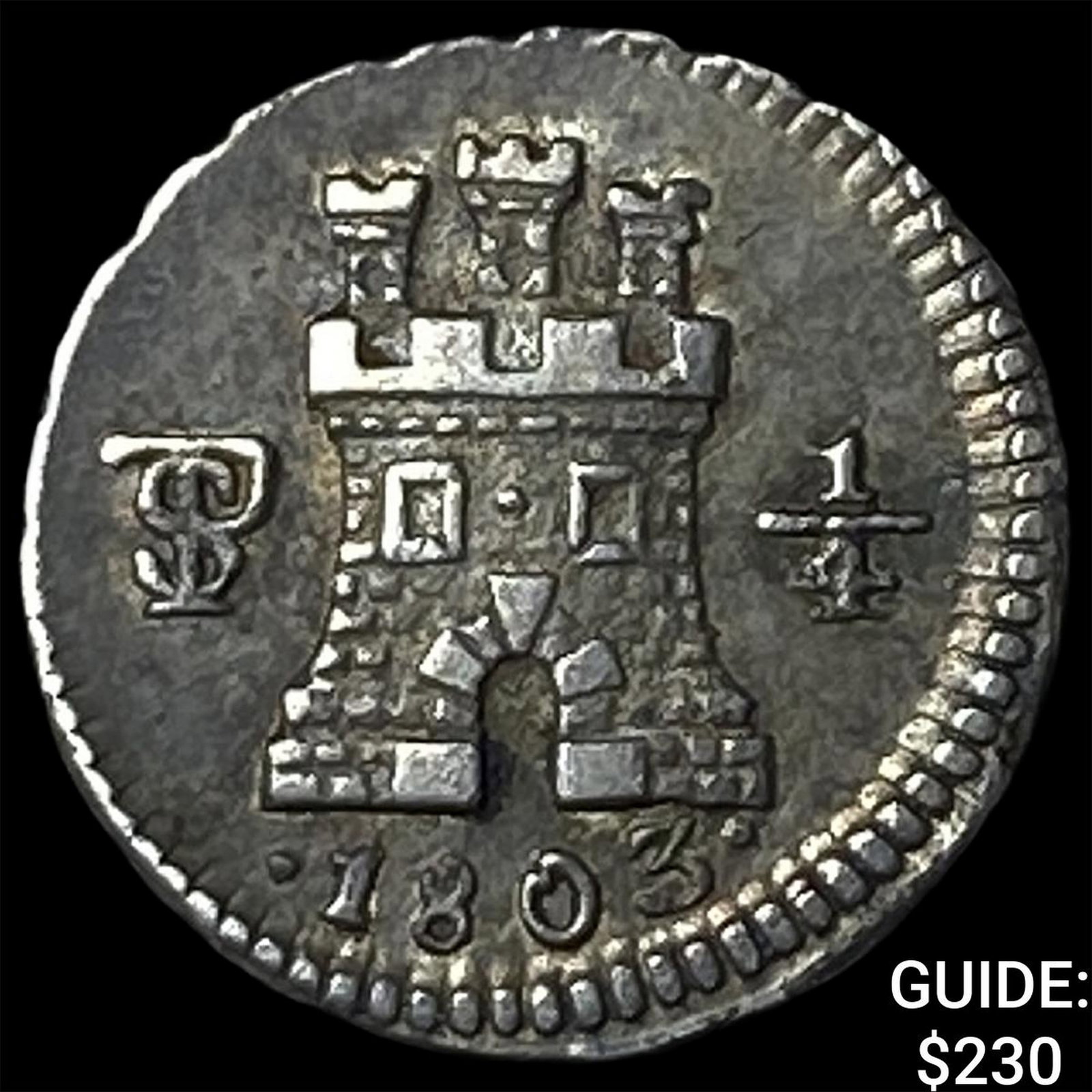 1803 Bolivia Charles IV Silver 1/4 Real (1 of 2)