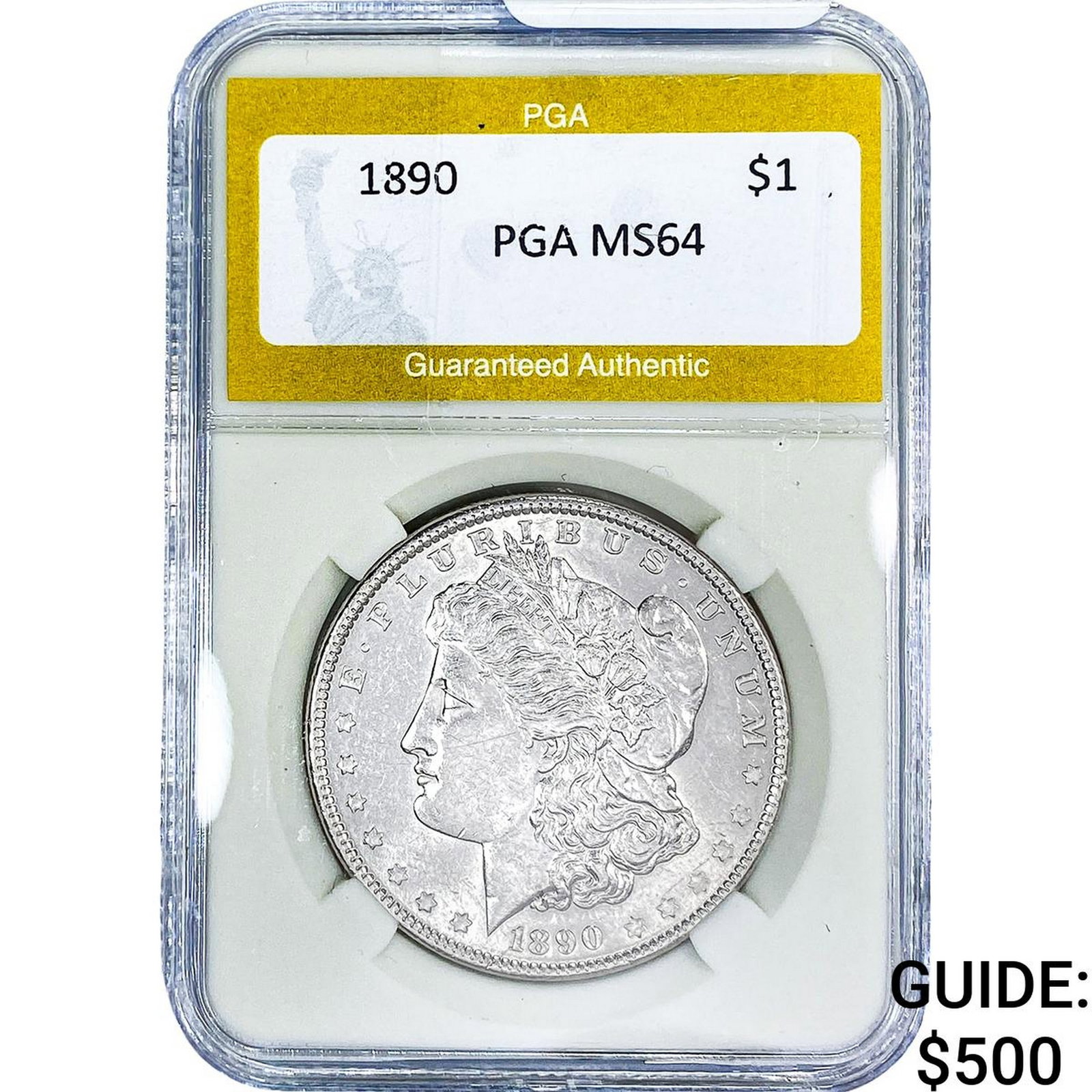 1890 Morgan Silver Dollar PGA MS64: 1890 Morgan Silver Dollar PGA MS64