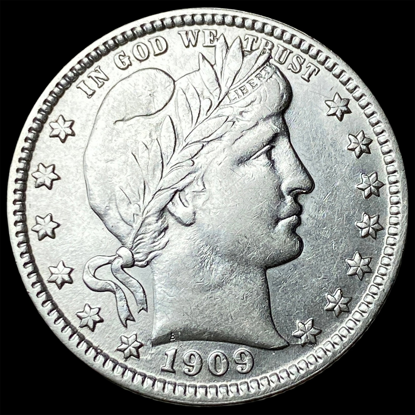 1909-D Silver Barber Quarter CLOSELY UNCIRCULATED: 1909-D Silver Barber Quarter CLOSELY UNCIRCULATED