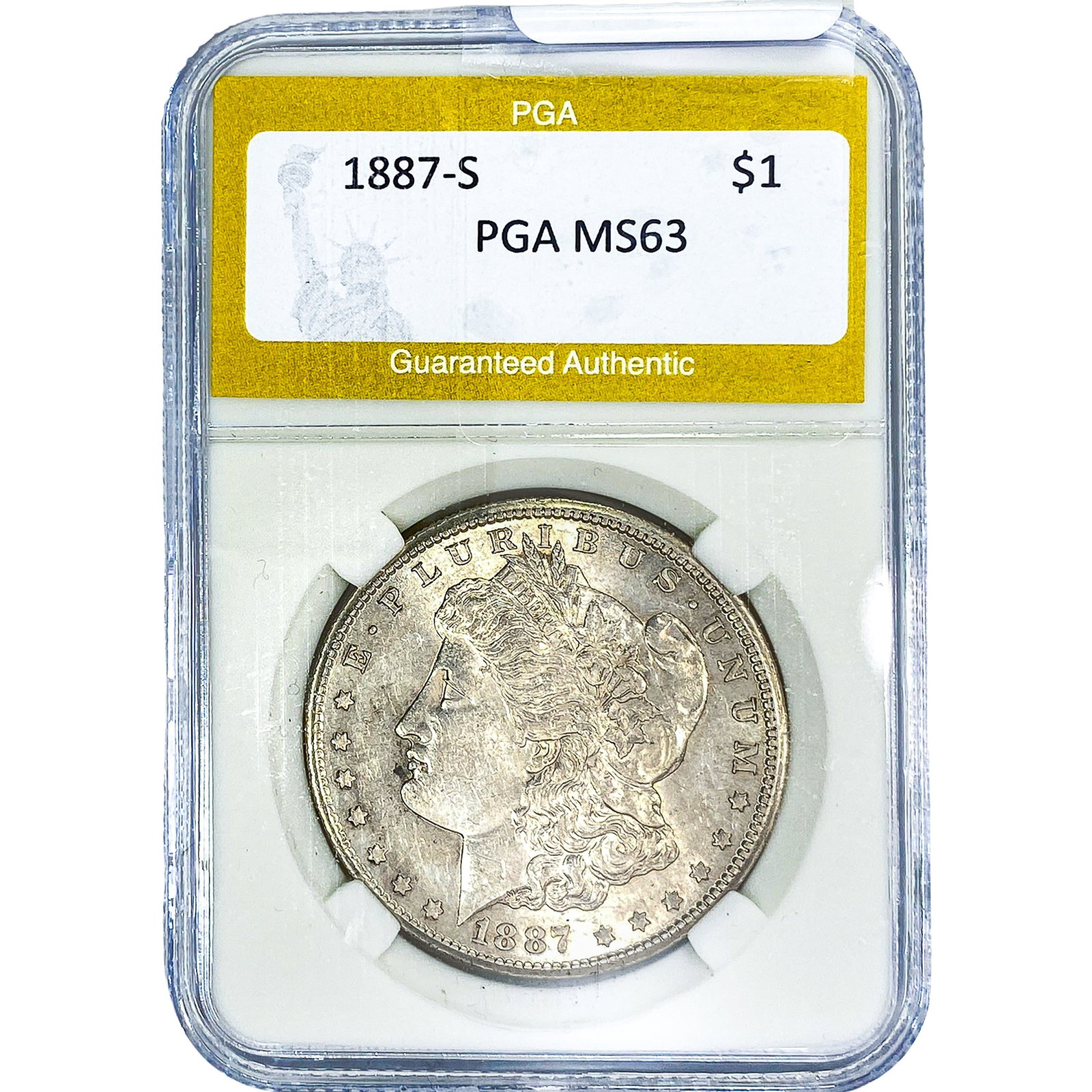 1887-S Morgan Silver Dollar PGA MS63: 1887-S Morgan Silver Dollar PGA MS63