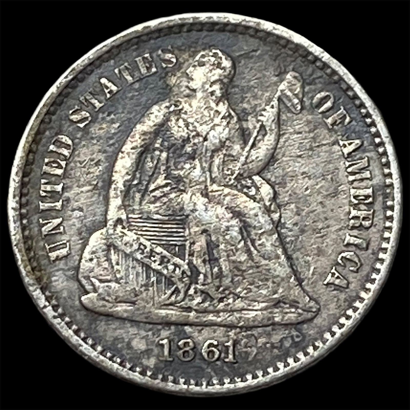 1861 Silver Seated Liberty Half Dime NEARLY UNCIRCULATED: 1861 Silver Seated Liberty Half Dime NEARLY UNCIRCULATED