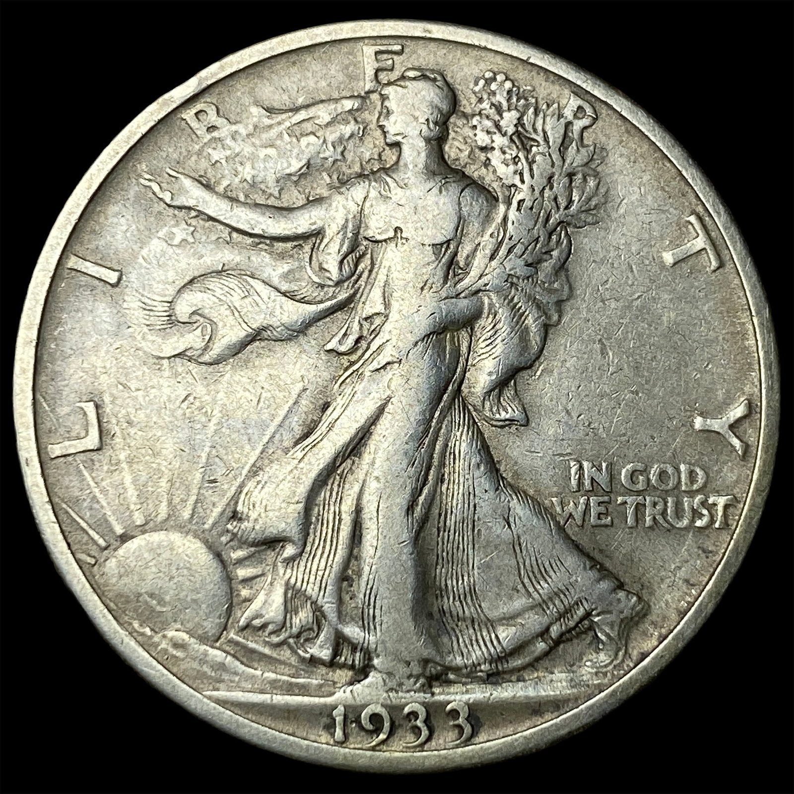 1933-S Silver Walking Liberty Half Dollar NEARLY UNCIRCULATED: 1933-S Silver Walking Liberty Half Dollar NEARLY UNCIRCULATED