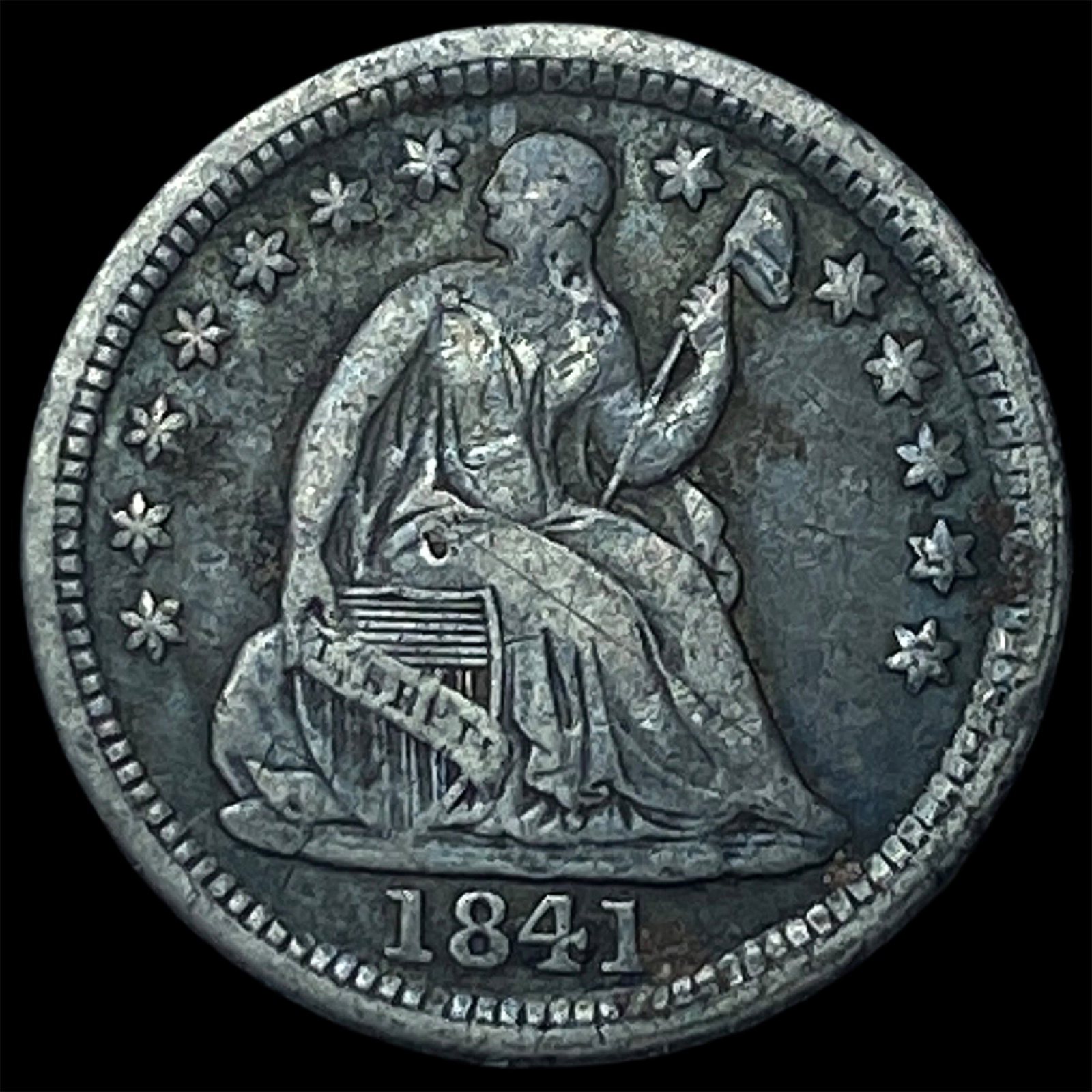 1841-O Silver Seated Liberty Half Dime ABOUT UNCIRCULATED (1 of 2)
