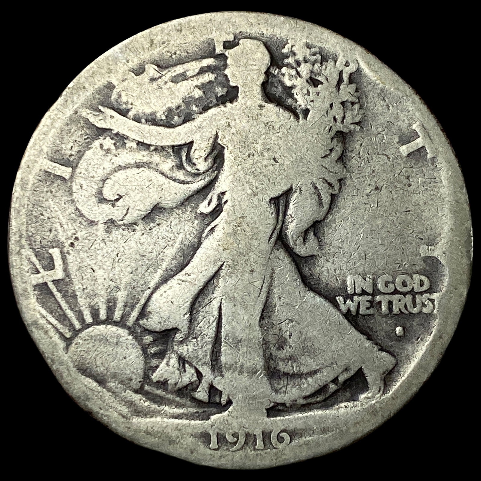 1916-S Walking Liberty Half Dollar NICELY CIRCULATED: 1916-S Walking Liberty Half Dollar NICELY CIRCULATED