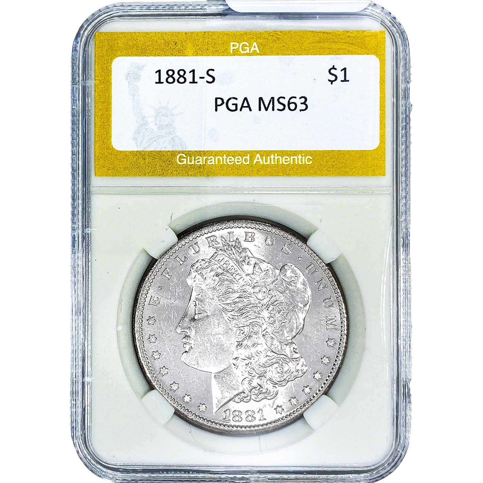 1881-S Morgan Silver Dollar PGA MS63: 1881-S Morgan Silver Dollar PGA MS63
