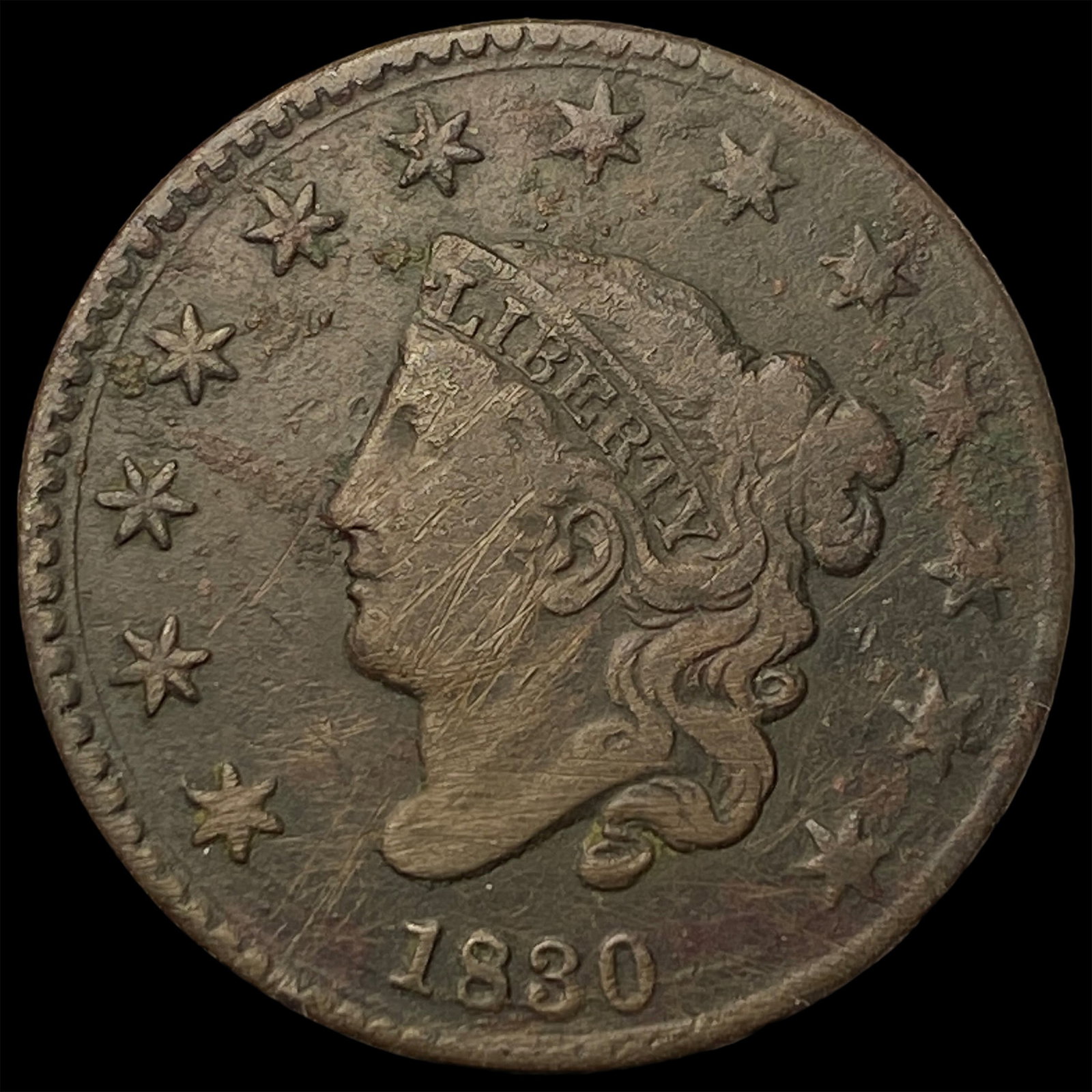 1830 Coronet Head Large Cent NEARLY UNCIRCULATED (1 of 2)