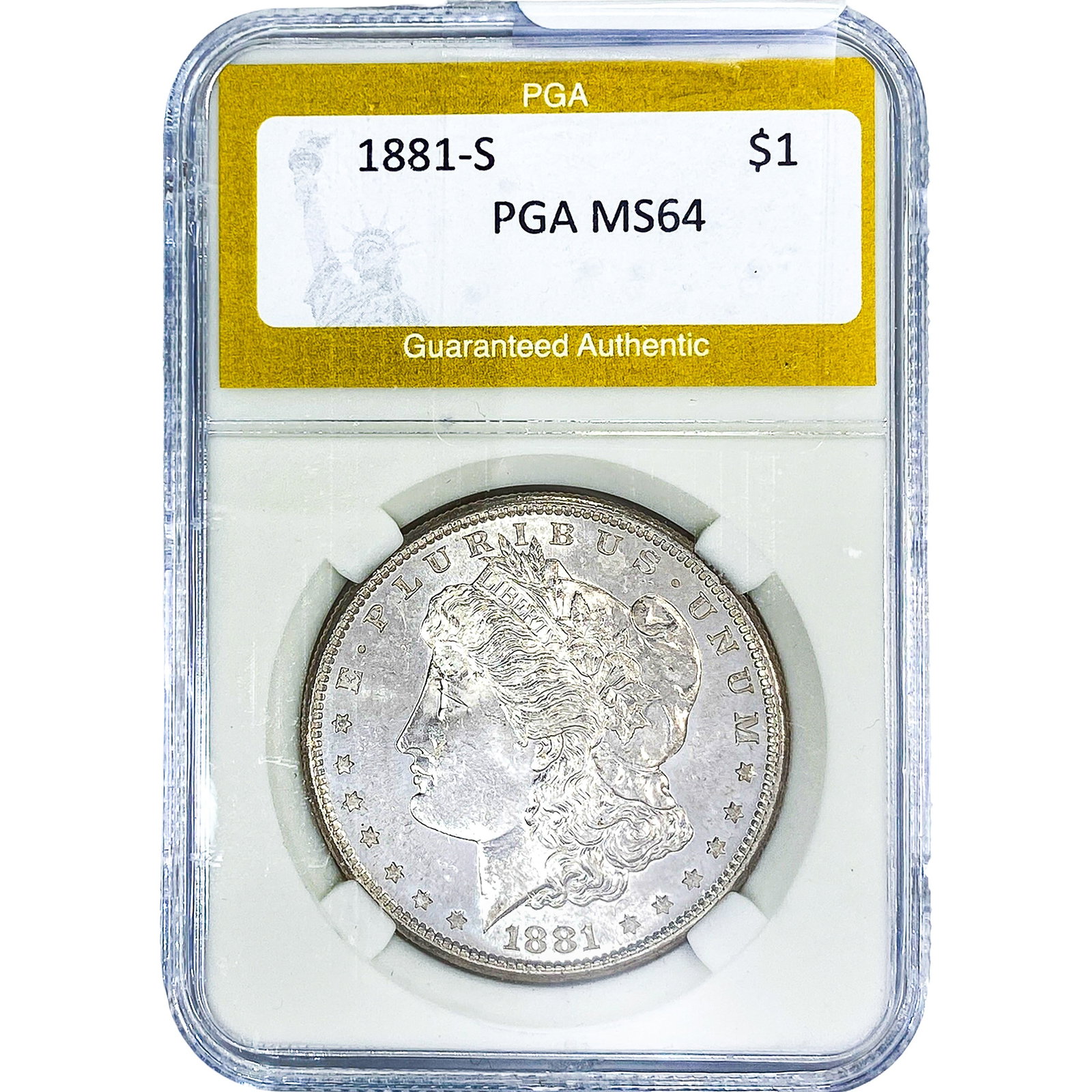 1881-S Morgan Silver Dollar PGA MS64: 1881-S Morgan Silver Dollar PGA MS64