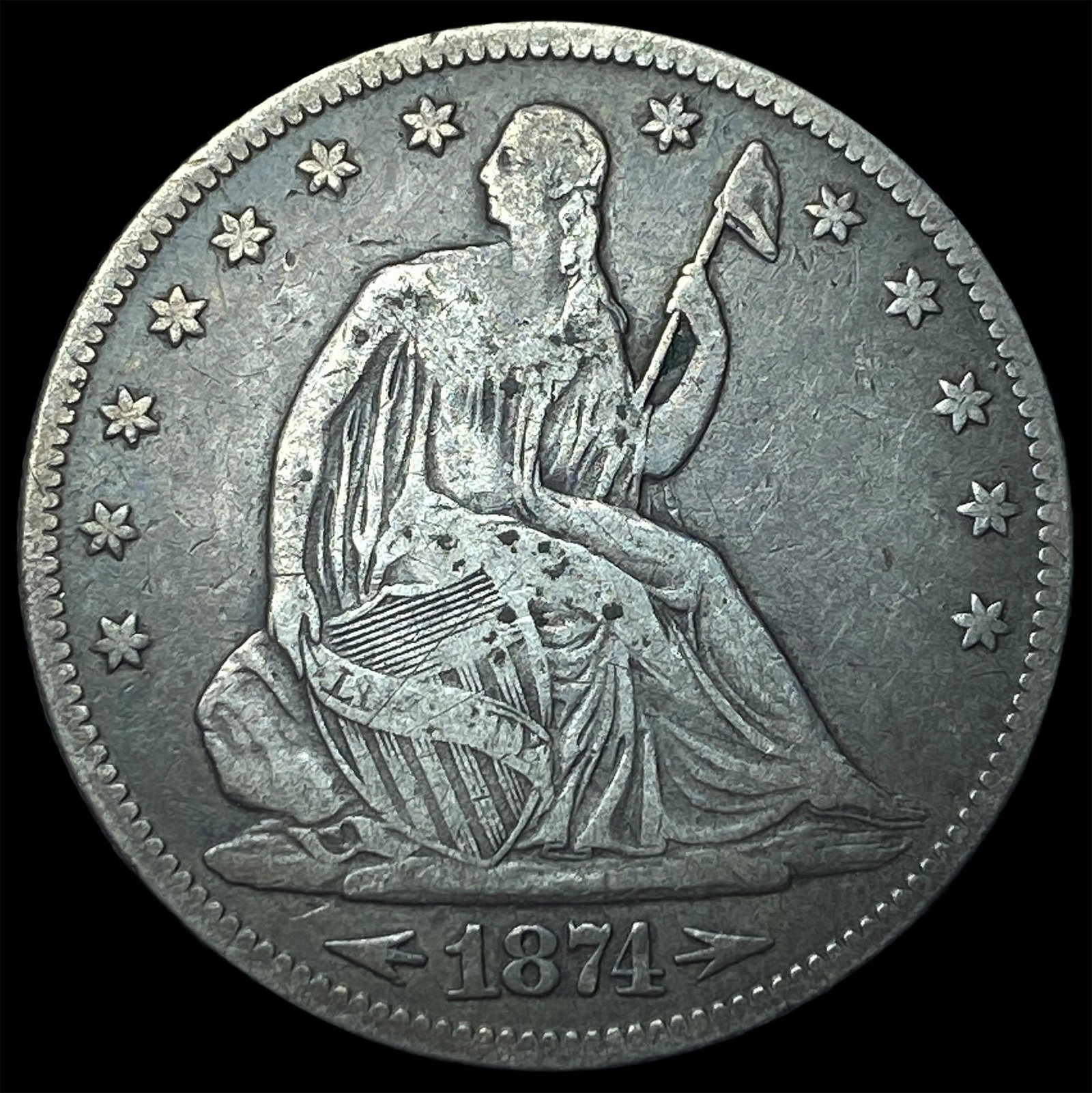 1874 Arrows Seated Liberty Half Dollar NEARLY UNCIRCULATED (1 of 2)