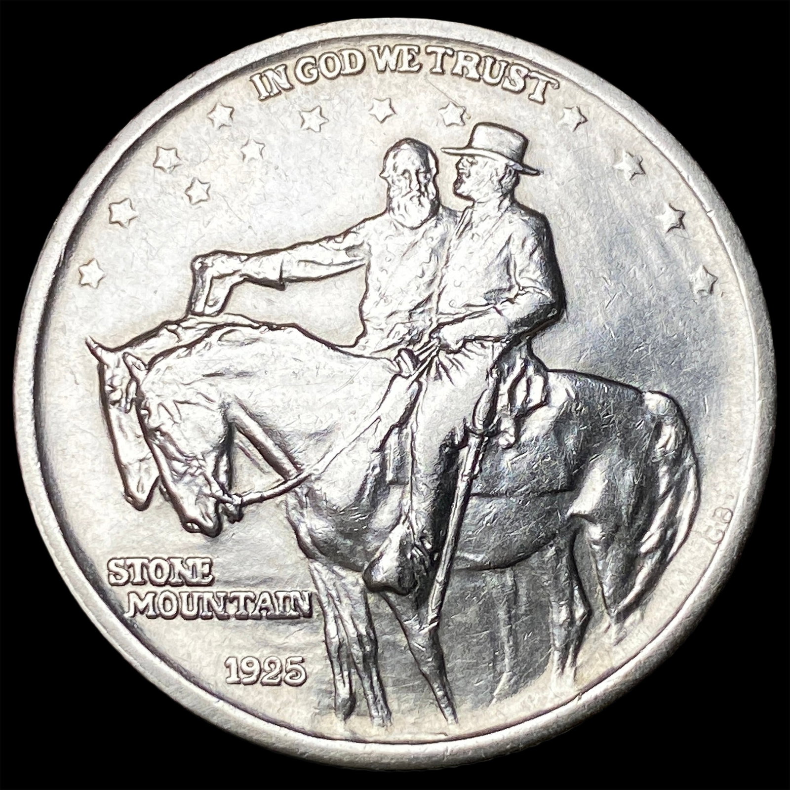 1925 Silver Stone Mountain Half Dollar CLOSELY UNCIRCULATED: 1925 Silver Stone Mountain Half Dollar CLOSELY UNCIRCULATED