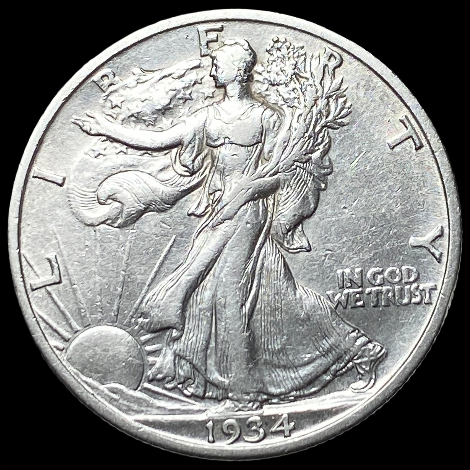 1934-S Silver Walking Liberty Half Dollar CLOSELY UNCIRCULATED (1 of 2)