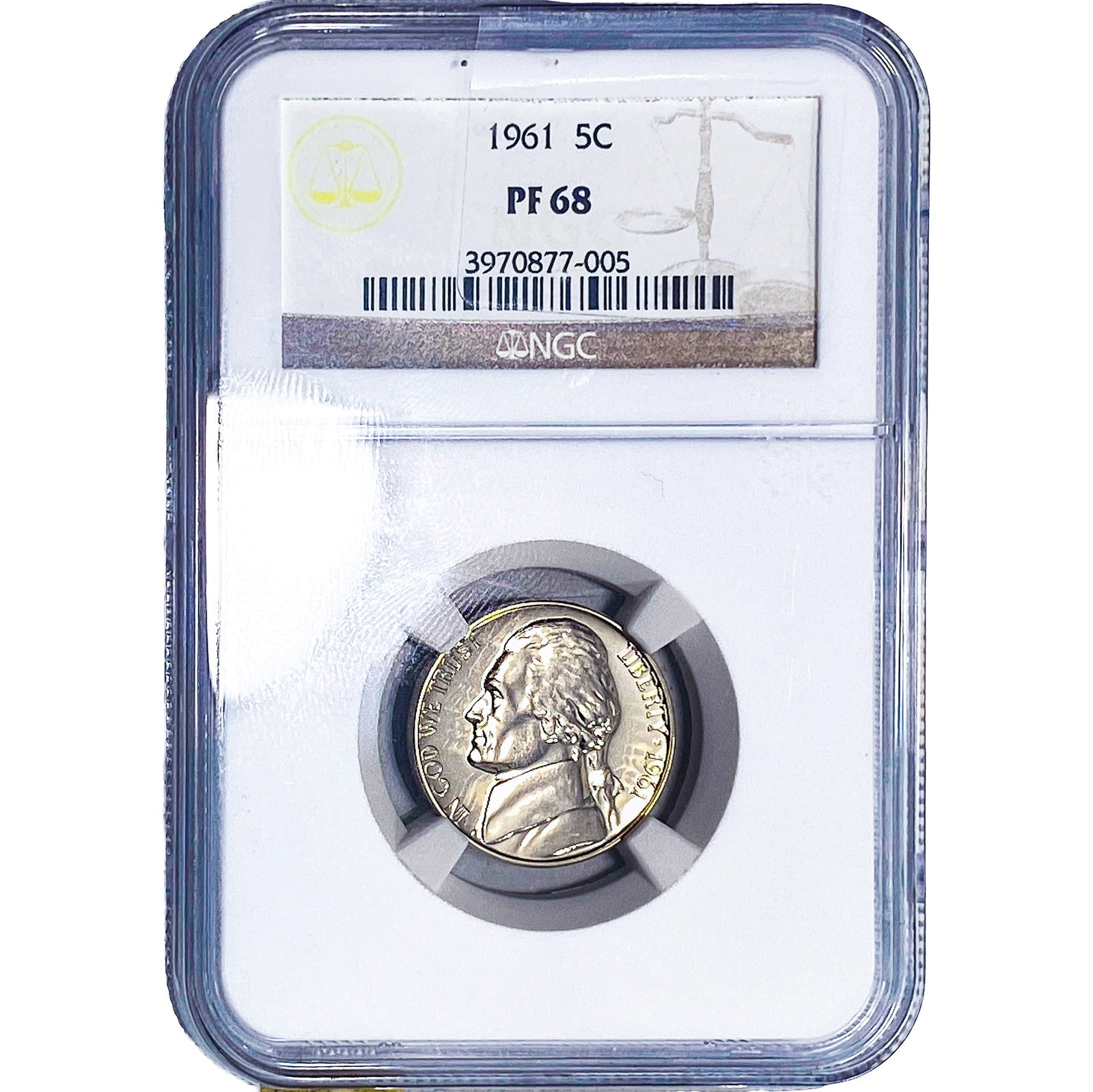 1961 Jefferson Nickel NGC PF68: 1961 Jefferson Nickel NGC PF68
