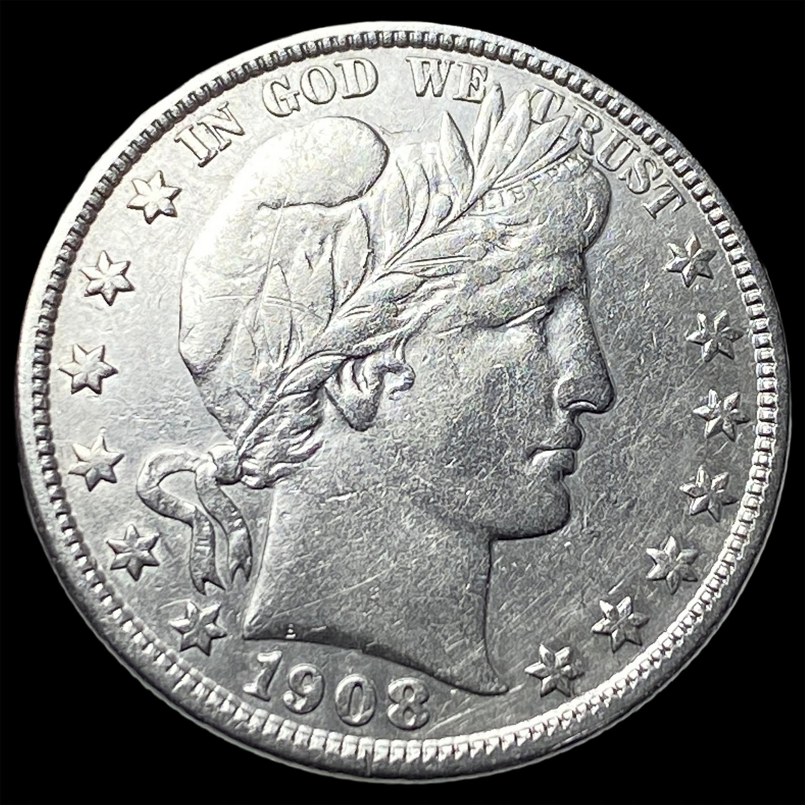 1908-D Silver Barber Half Dollar NEARLY UNCIRCULATED: 1908-D Silver Barber Half Dollar NEARLY UNCIRCULATED