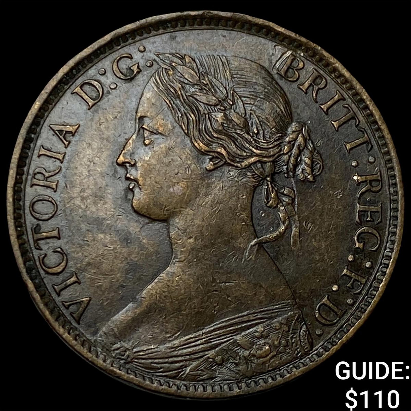 1860 Great Britain Copper 1 Farthing KM 747.2 (1 of 2)