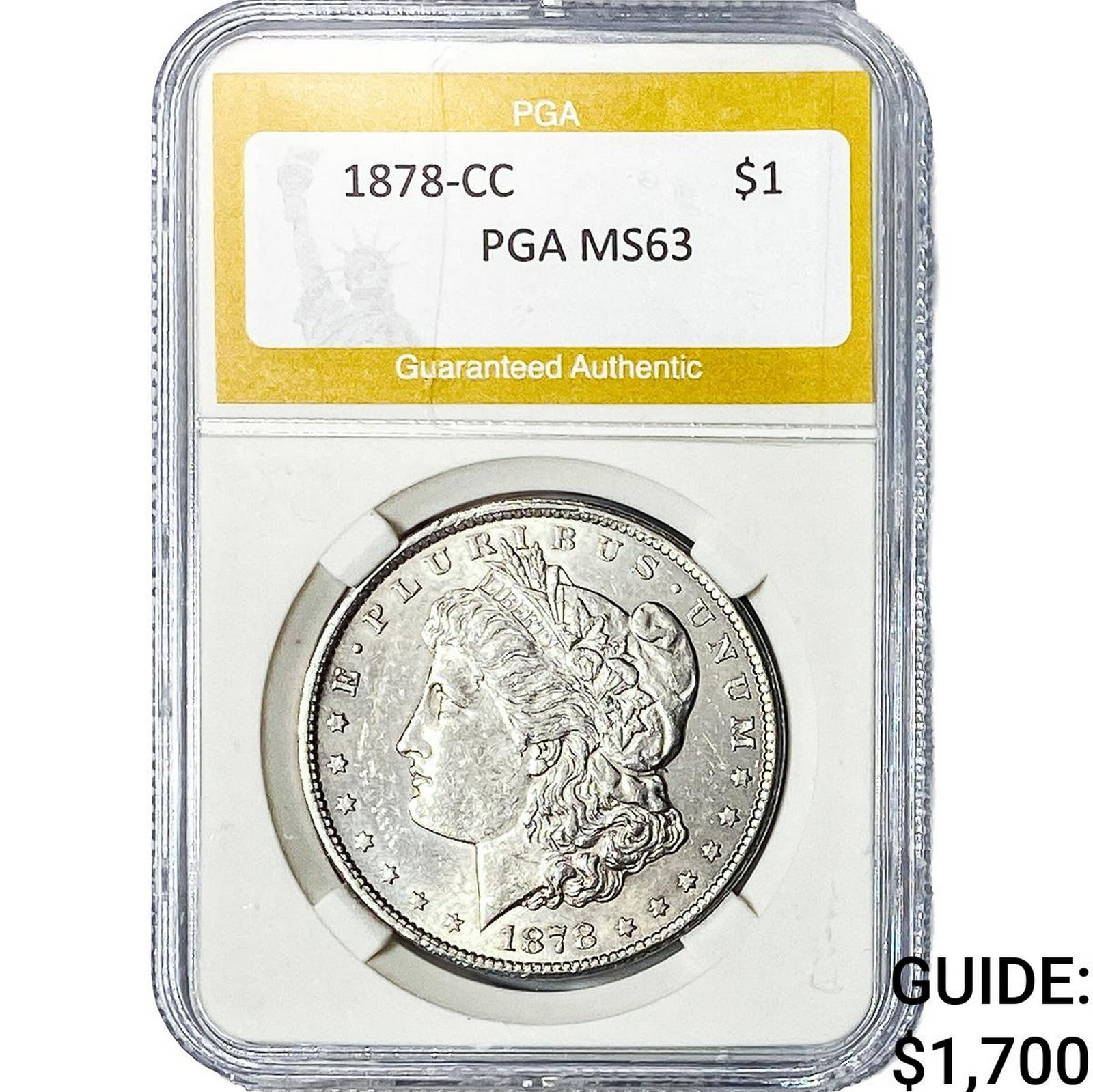 1878-CC Morgan Silver Dollar PGA MS63: 1878-CC Morgan Silver Dollar PGA MS63