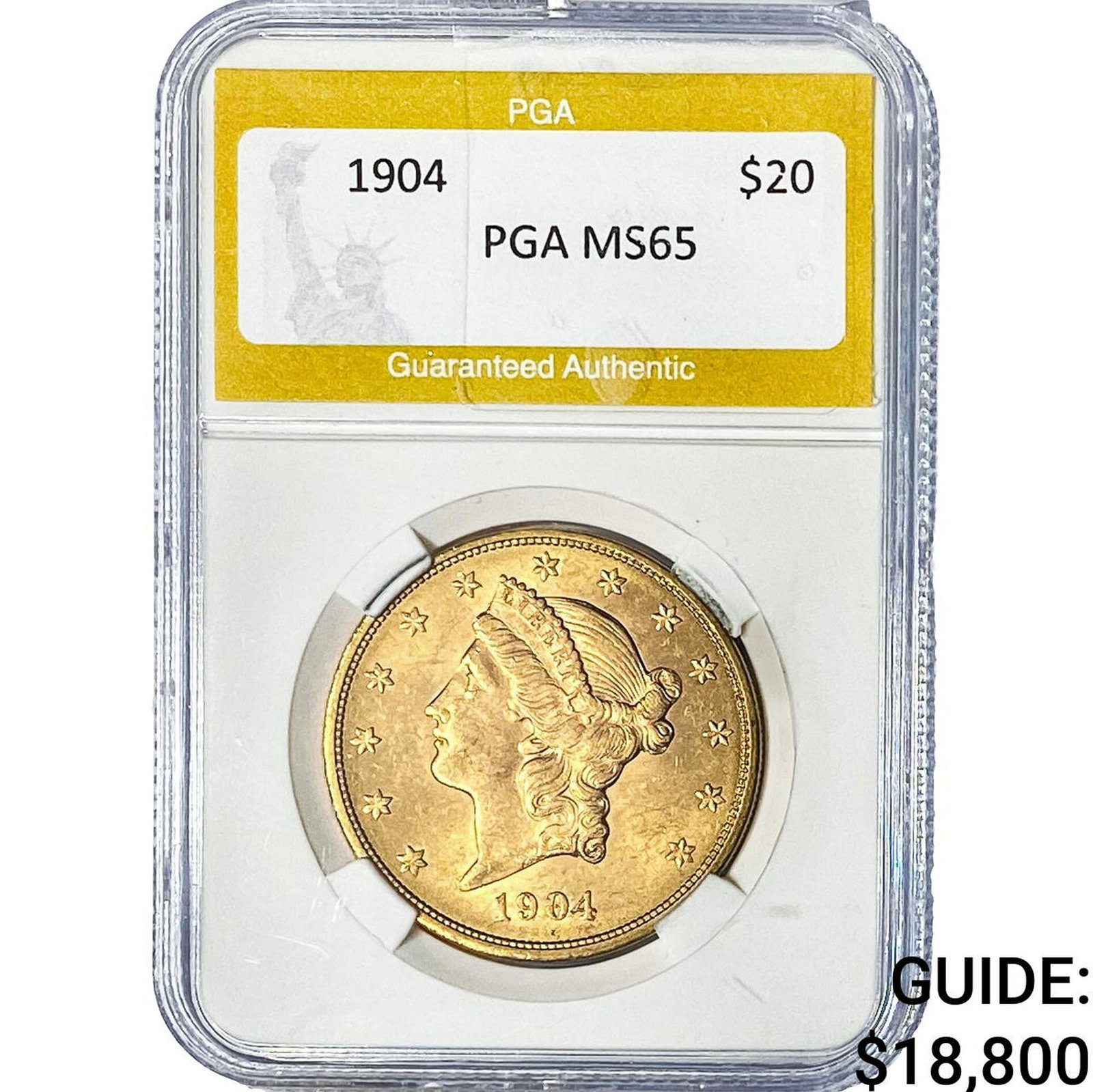1904 Gold $20 Liberty Head PGA MS65: 1904 Gold $20 Liberty Head PGA MS65
