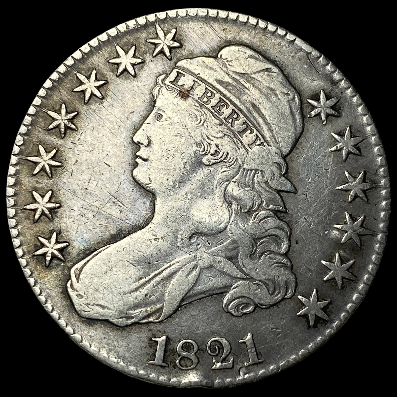 1821 Capped Bust Half Dollar LIGHTLY CIRCULATED: 1821 Capped Bust Half Dollar LIGHTLY CIRCULATED