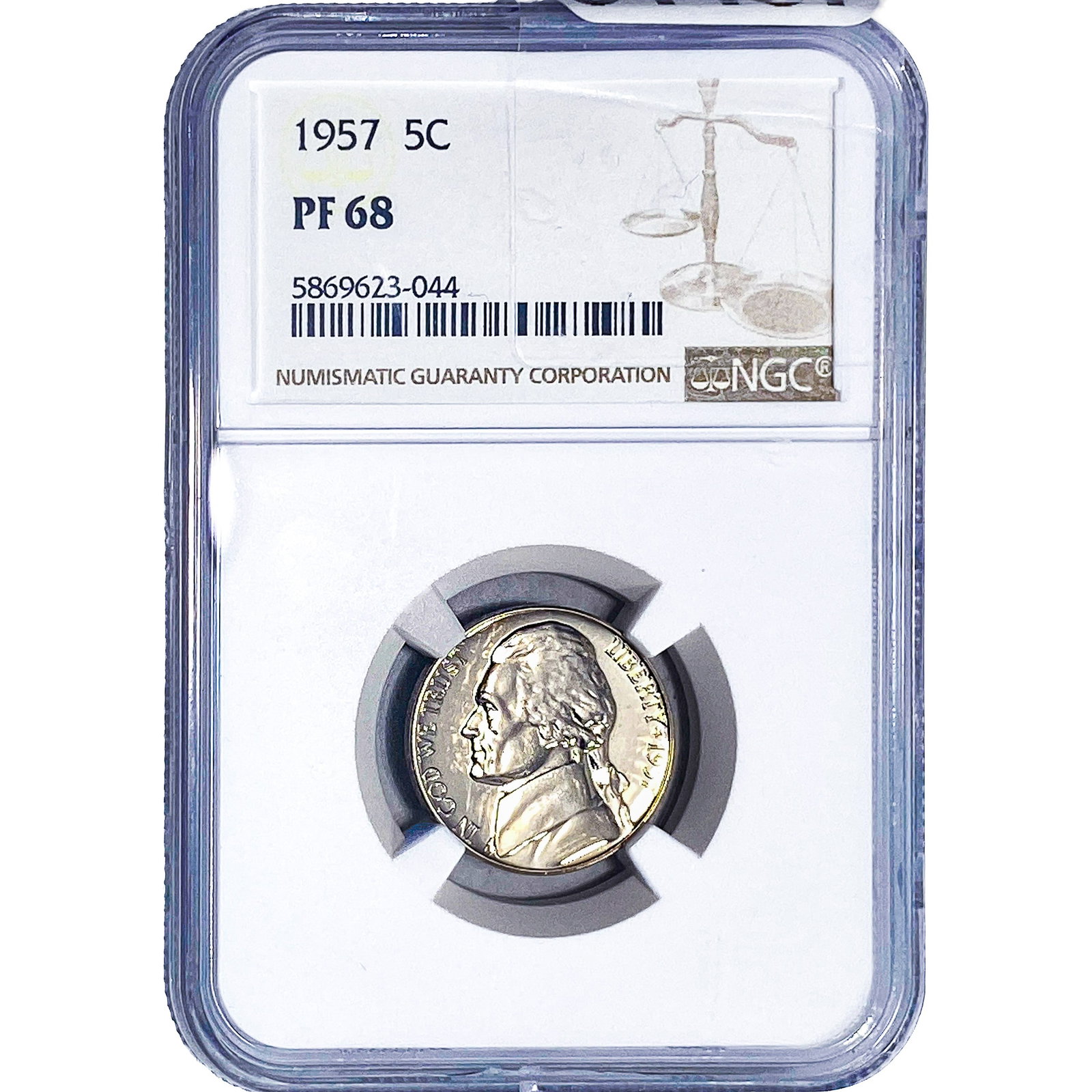 1957 Jefferson Nickel NGC PF68: 1957 Jefferson Nickel NGC PF68