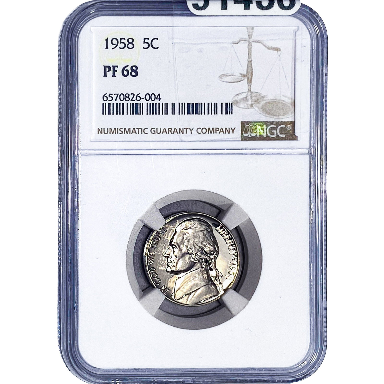 1958 Jefferson Nickel NGC PF68: 1958 Jefferson Nickel NGC PF68