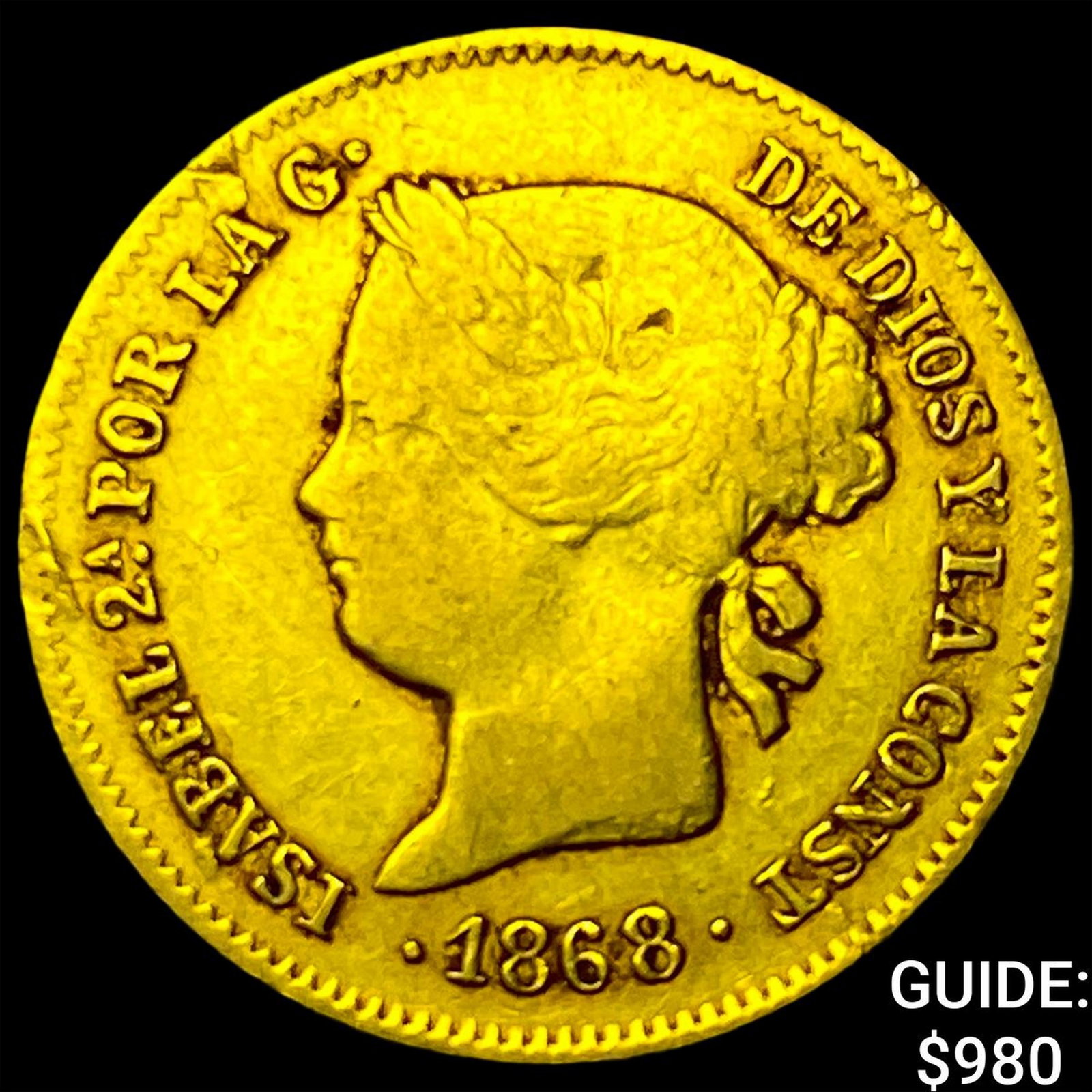 1868 Philippines Gold 1 Peso .0476oz AGW: 1868 Philippines Gold 1 Peso .0476oz AGW