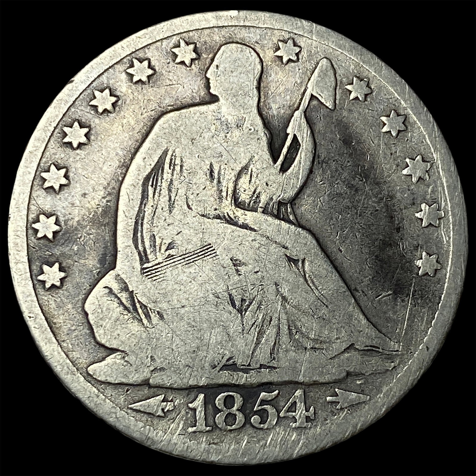 1854-O Arrows Seated Liberty Silver Half Dollar NICELY CIRCULATED (1 of 2)