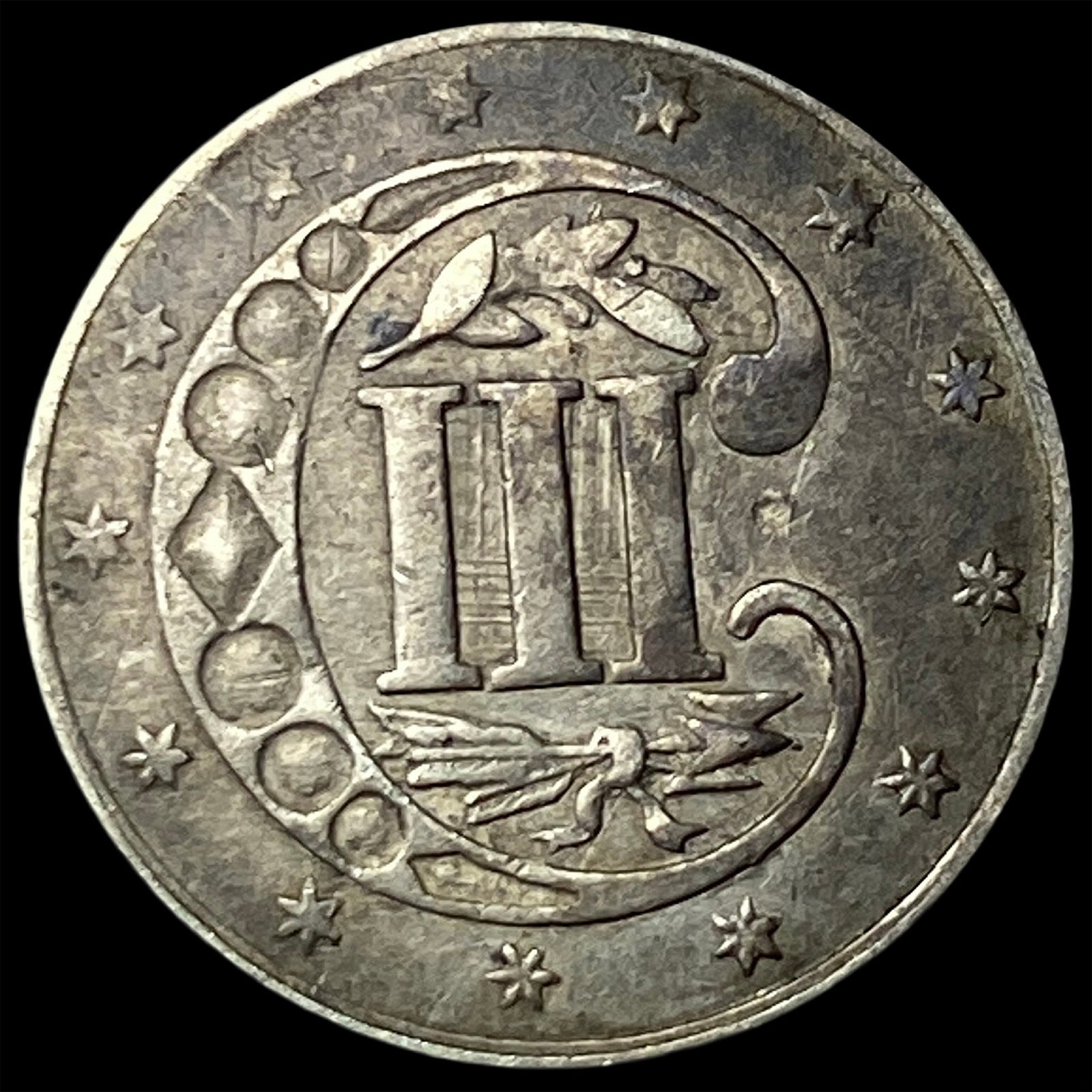 1861 Silver Three-Cent Piece CLOSELY UNCIRCULATED - 2