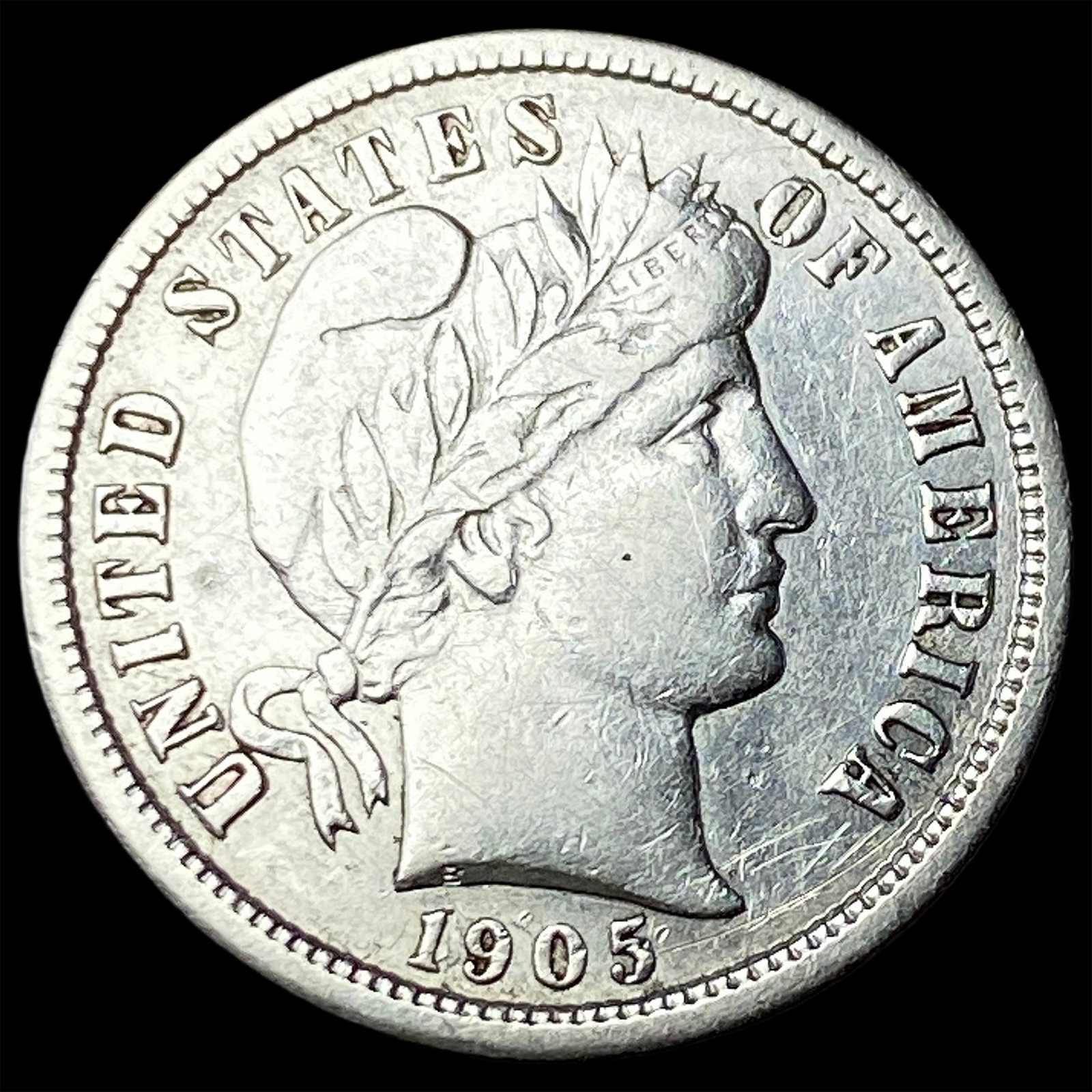 1905-S Silver Barber Dime NEARLY UNCIRCULATED: 1905-S Silver Barber Dime NEARLY UNCIRCULATED